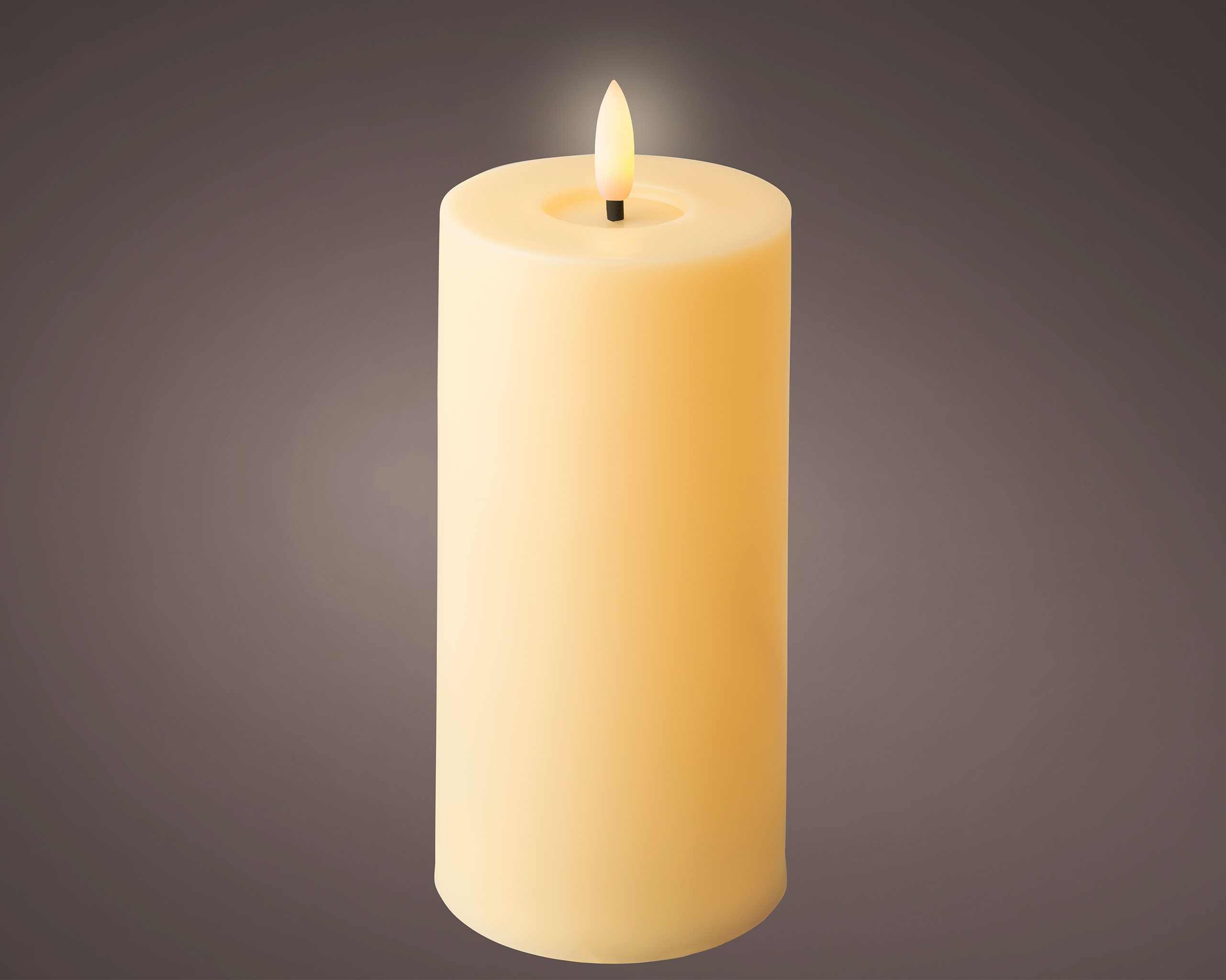 Lumineo LED-Kerze, LED Kerze 7x17cm mit Timer Outdoor Kunststoff Creme / Warmweiß