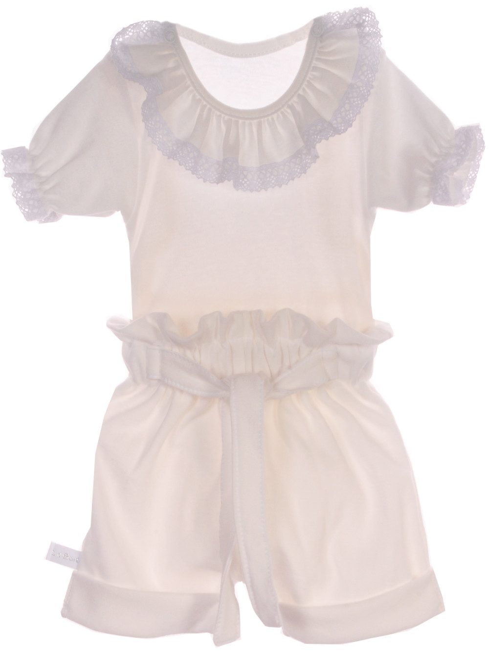 La Bortini Body & Shorts Kurzarmbody und kurze Hose Baby Anzug in Creme, aus reiner Baumwolle 50 56 62 68 74 80 86 92 98