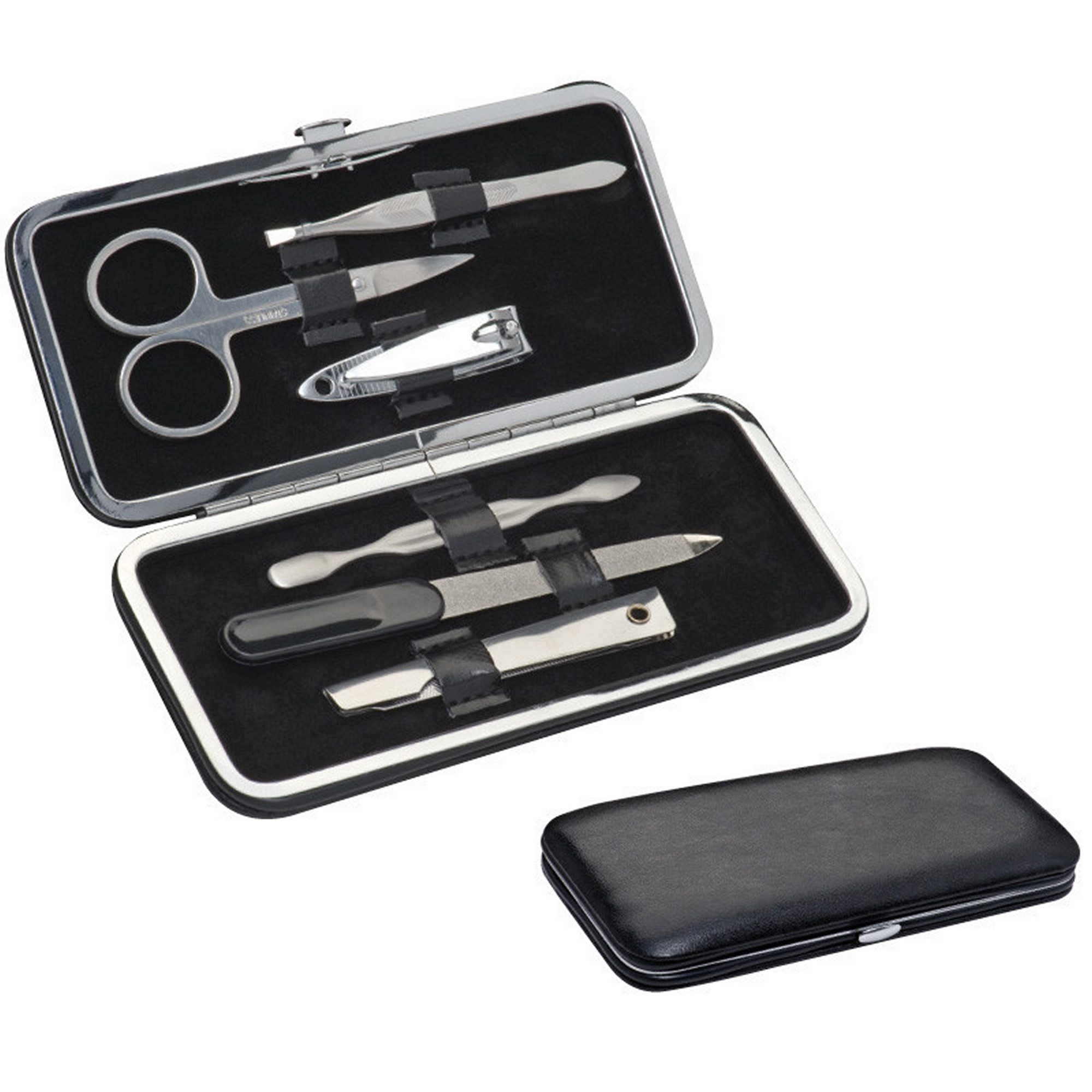 Macma Maniküre-Etui Manikürset 7-teilig / hochwertiges Etui mit Diamantnagelfeile / aus Ed