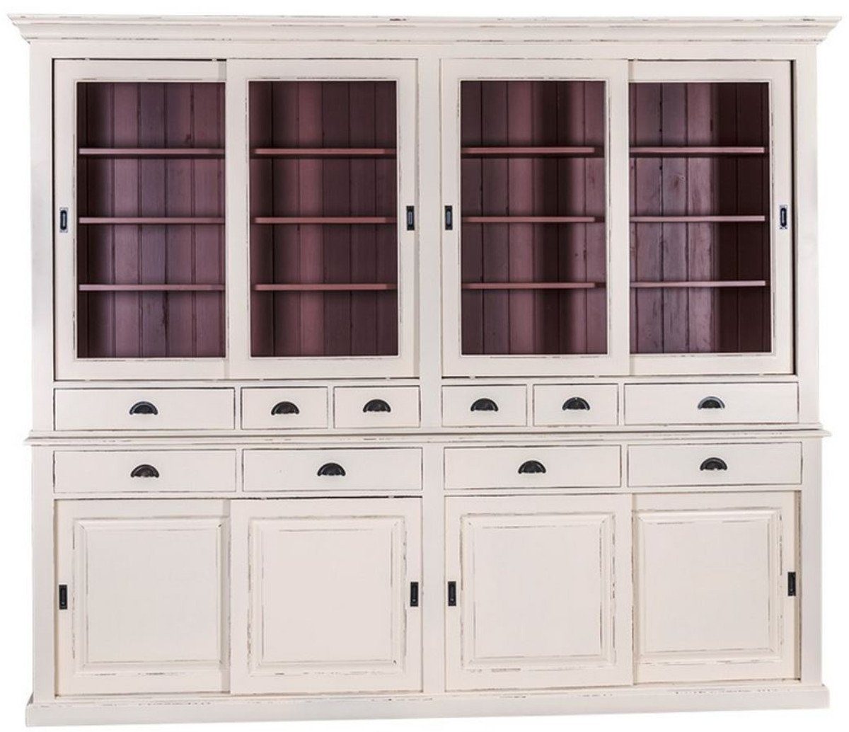 Casa Padrino Buffet Landhausstil Küchenschrank 268 x 48 x H. 225 cm - Verschiedene Farben - 2 Teiliger Küchenschrank mit 8 Schiebetüren und 10 Schubladen | Buffetschränke