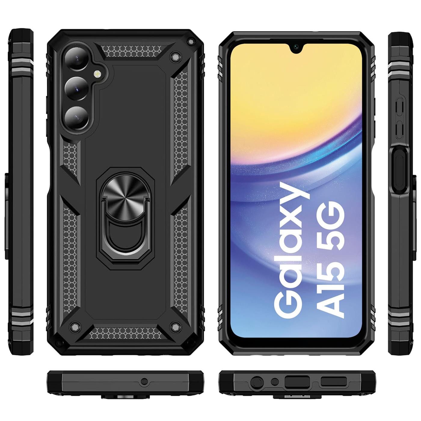 CoolGadget Handyhülle Armor Shield Case für Samsung Galaxy A15 4G / 5G 6,5 Zoll, Outdoor Cover mit Magnet Ringhalterung Handy Hülle für Samsung A15 – Bild 2 von 5