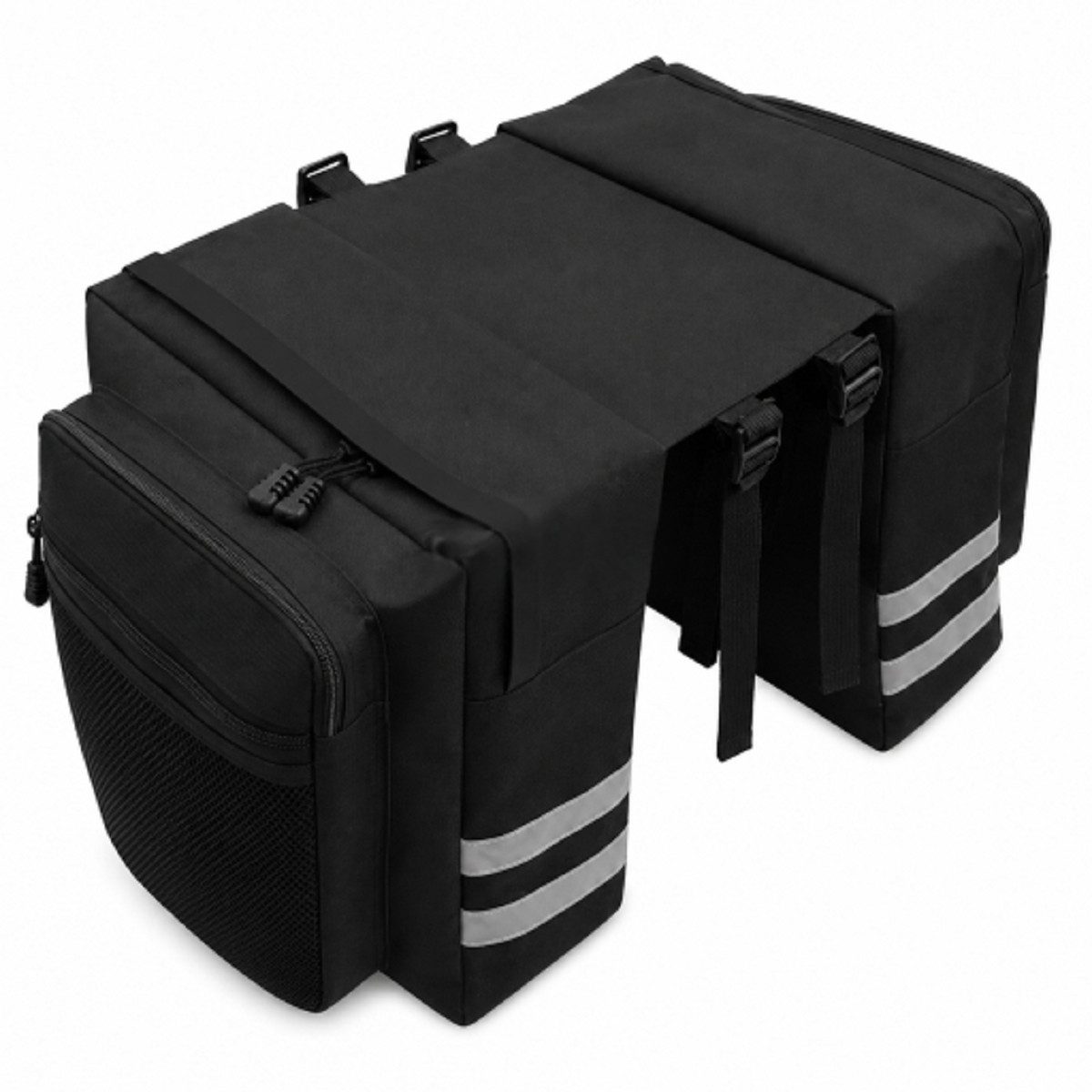 COFI 1453 Fahrradtasche Schwarz – Doppelte Fahrradtasche mit Seitentaschen & Reflektoren (1-tlg)