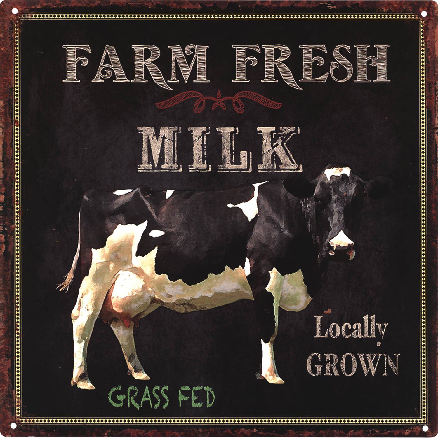 Metallschild Blechschild Farm Fresh Milk