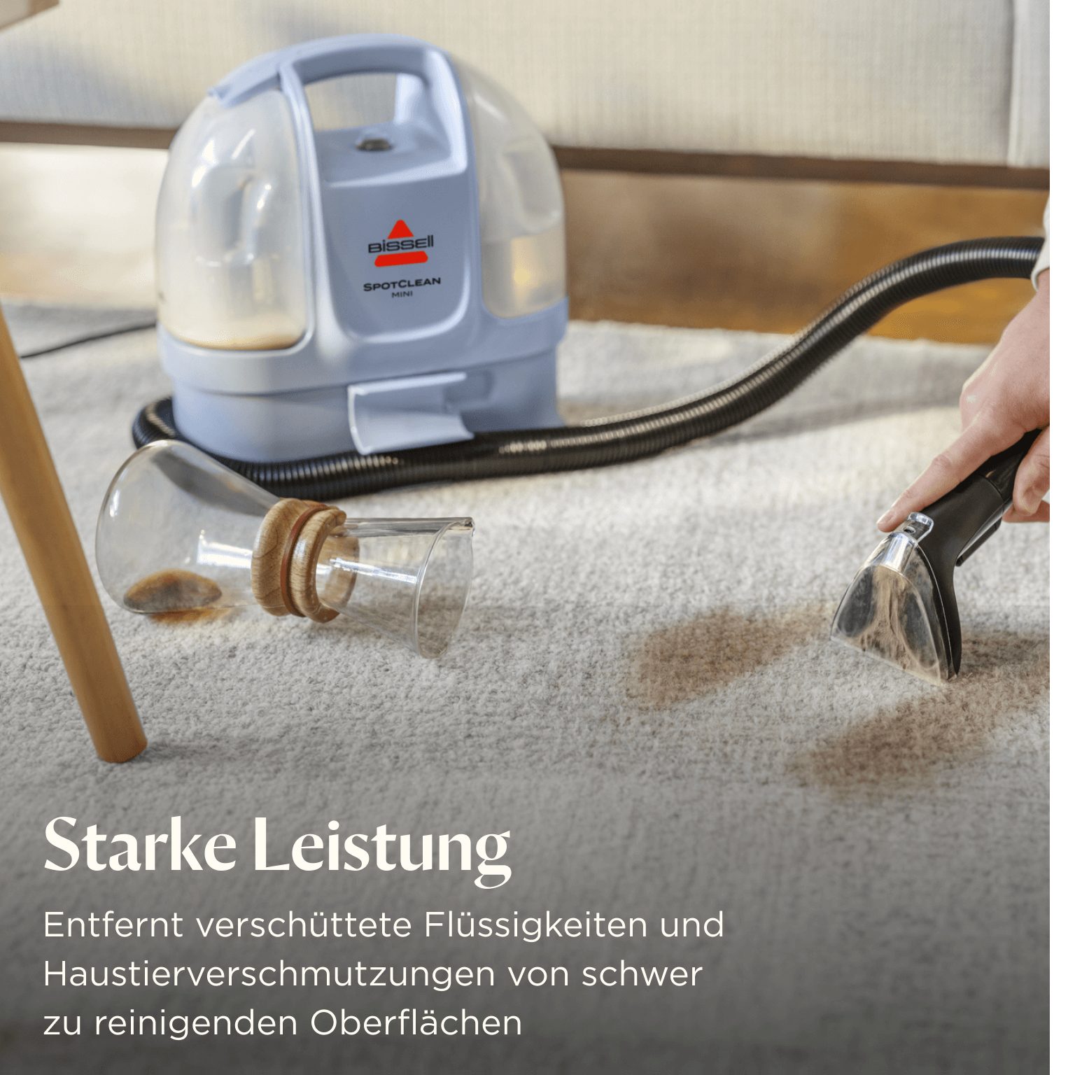 Bissell Wasch-Sauger SpotClean Mini Select, leicht & klein, starke Saugleistung, Dual-Tank, 330 W, beutellos, 12.5kPa, reinigt Flecken auf Teppich, Polster, Autositz