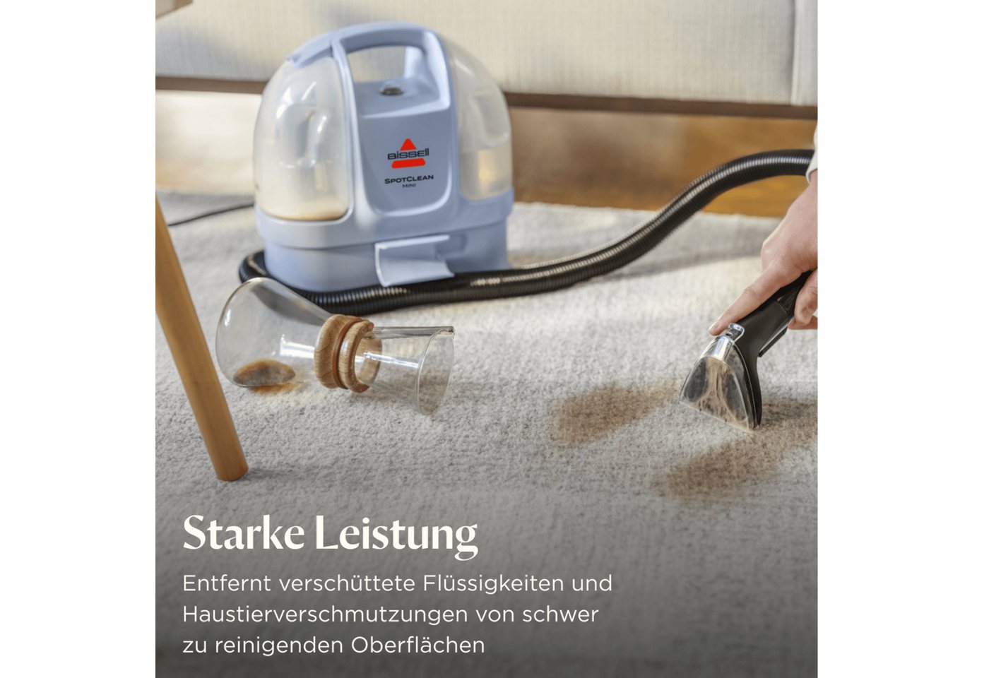 Bissell Wasch-Sauger SpotClean Mini Select, leicht & klein, starke Saugleistung, Dual-Tank, 330 W, beutellos, 12.5kPa, reinigt Flecken auf Teppich, Polster, Autositz