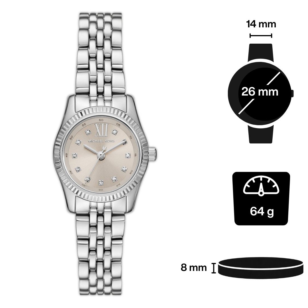 MICHAEL KORS Quarzuhr LEXINGTON MK4843, Armbanduhr, Damenuhr, Edelstahlarmband, analog, Glassteine – Bild 2 von 2