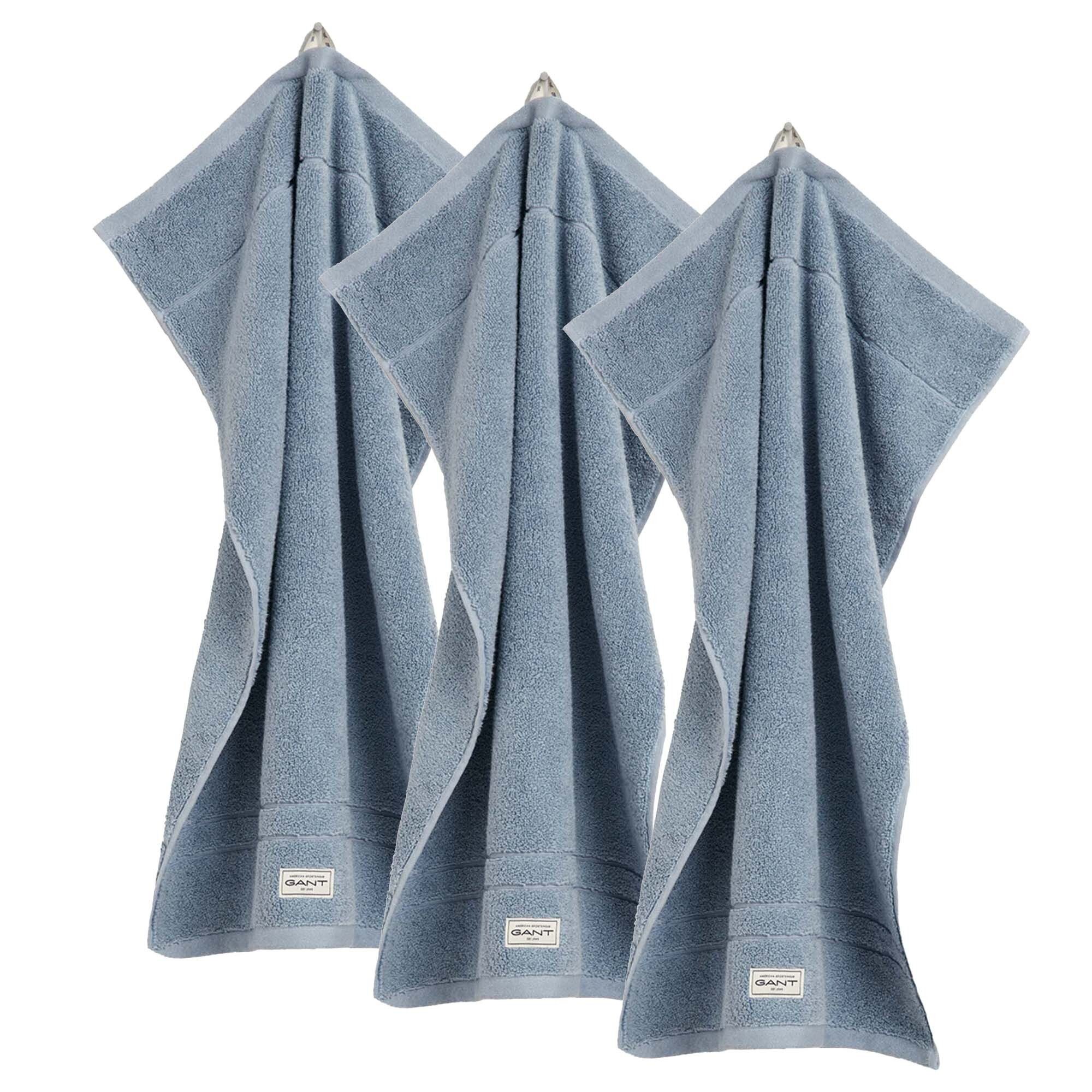 Gant Gästehandtücher Gästetuch, 3er Pack - Premium Handtuch, 30 x 50, Frottier (3-St) Hellblau