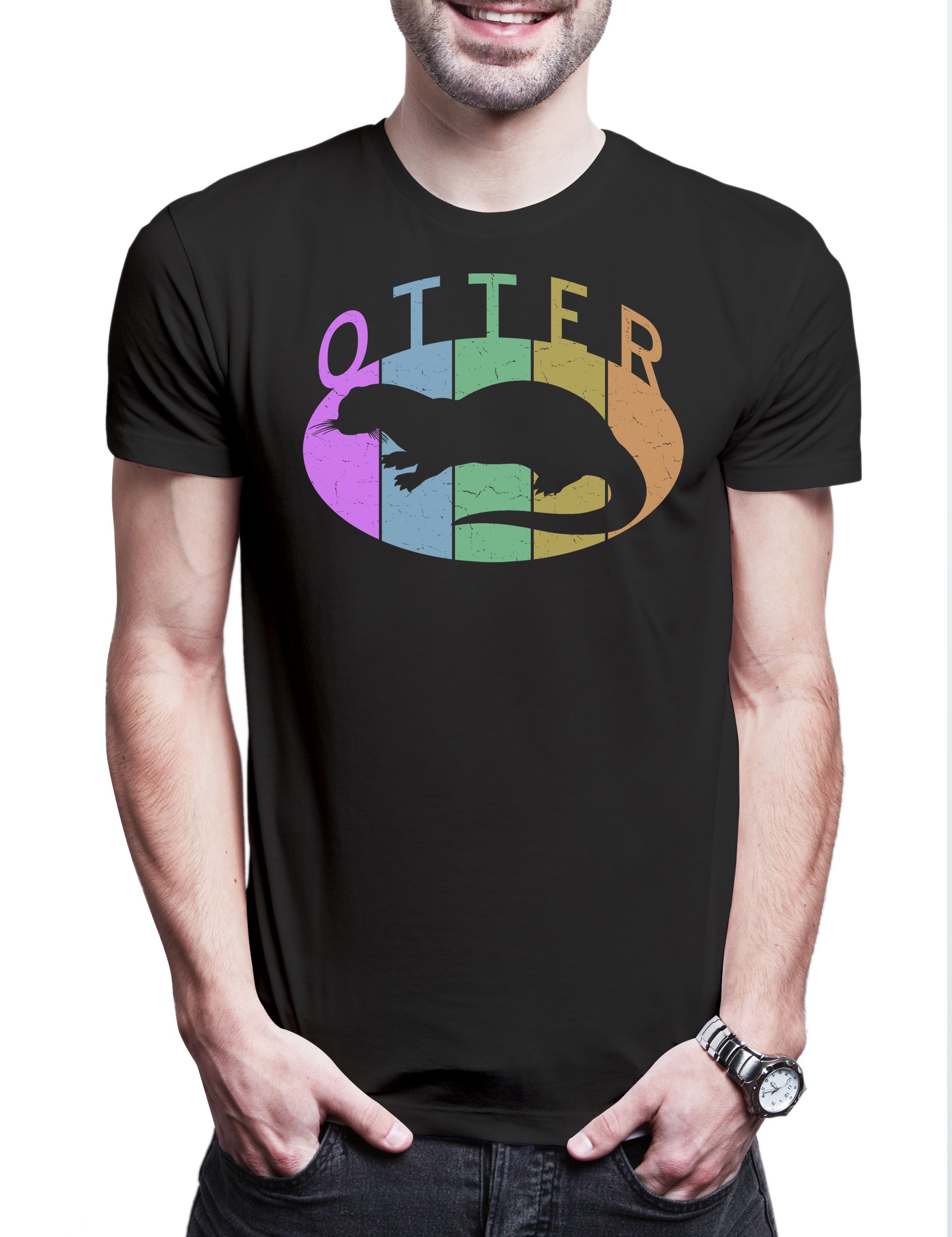 Print-Shirt Otter C Herren T-Shirt Vintage Wildlife lontra Nutria Fischotter