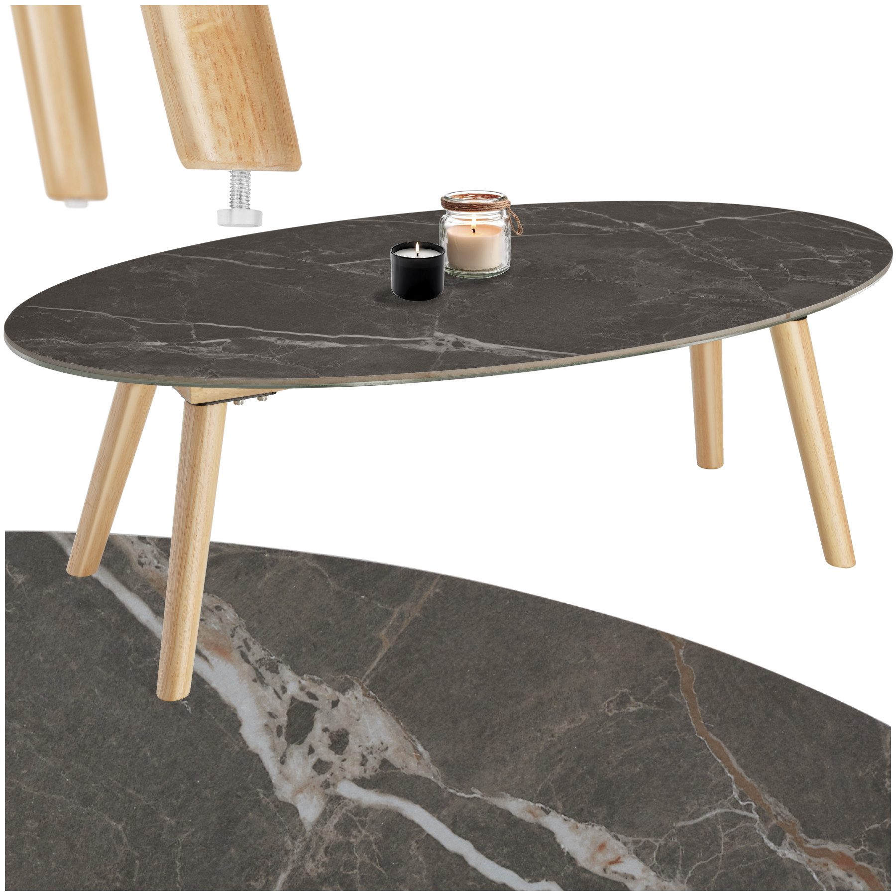 tectake Couchtisch Ovaler Couchtisch (1-St., 1 günstig online kaufen
