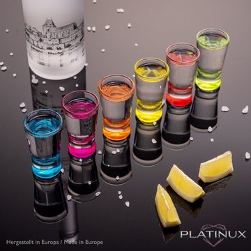 PLATINUX Schnapsglas Shotgläser, Glas, Set 6 Teilig bunt Schnapsgläser 2,5cl Tequilagläser Wodkagläser Pinnchen