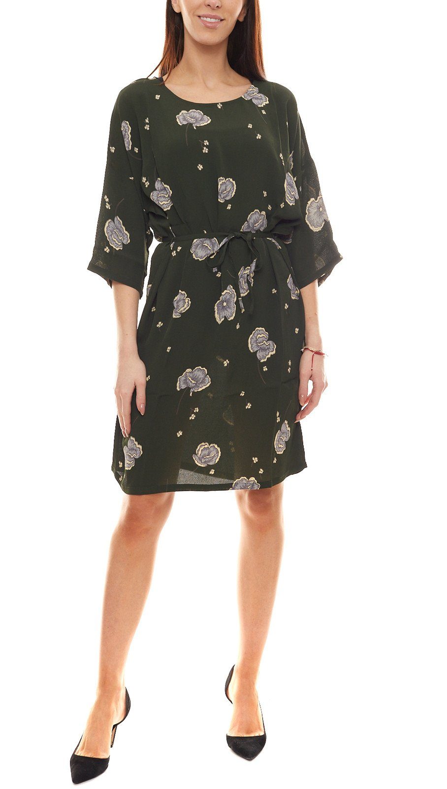 minimum Sommerkleid »minimum Josefine Mini-Kleid klassisches Damen Party- Kleid Freizeit-Kleid mit floralem Muster Oliv« online kaufen | OTTO