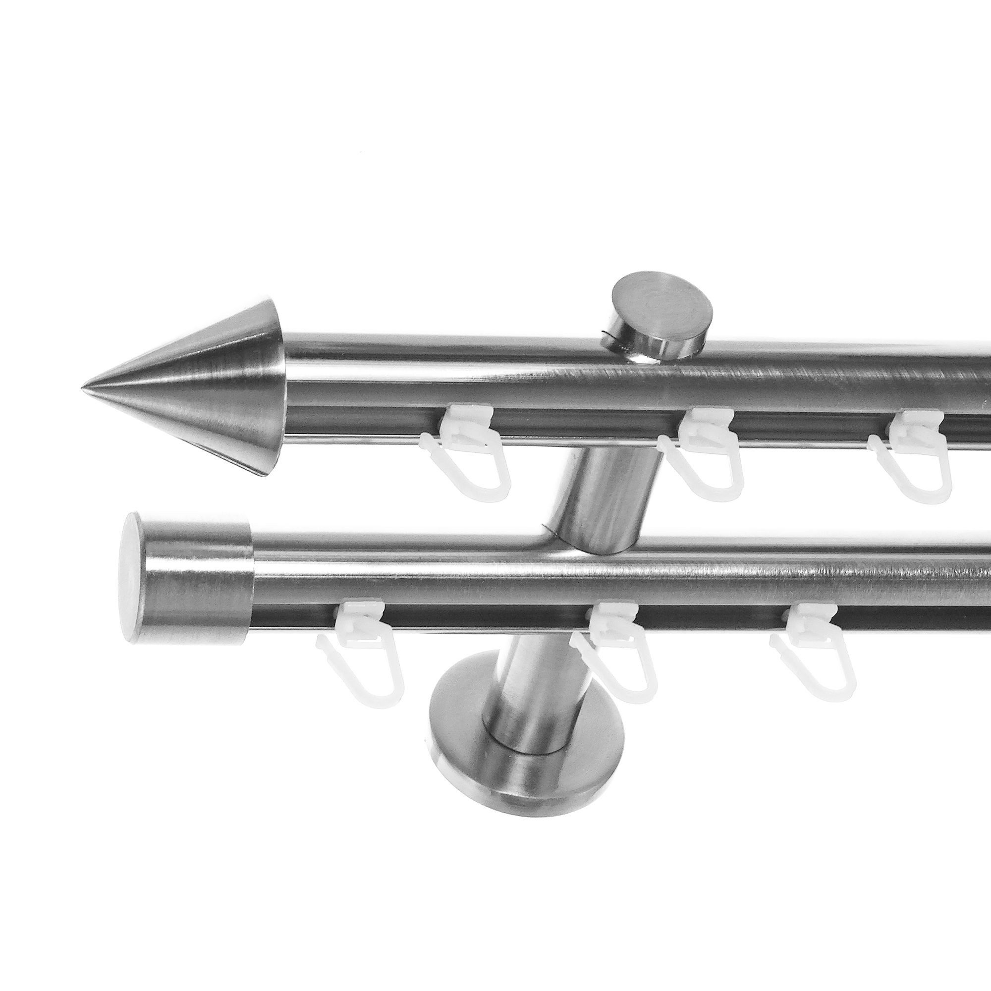 BASIT Gardinenstange Innenlauf Edelstahloptik 20mm mit Wandträgern 120 cm E günstig online kaufen