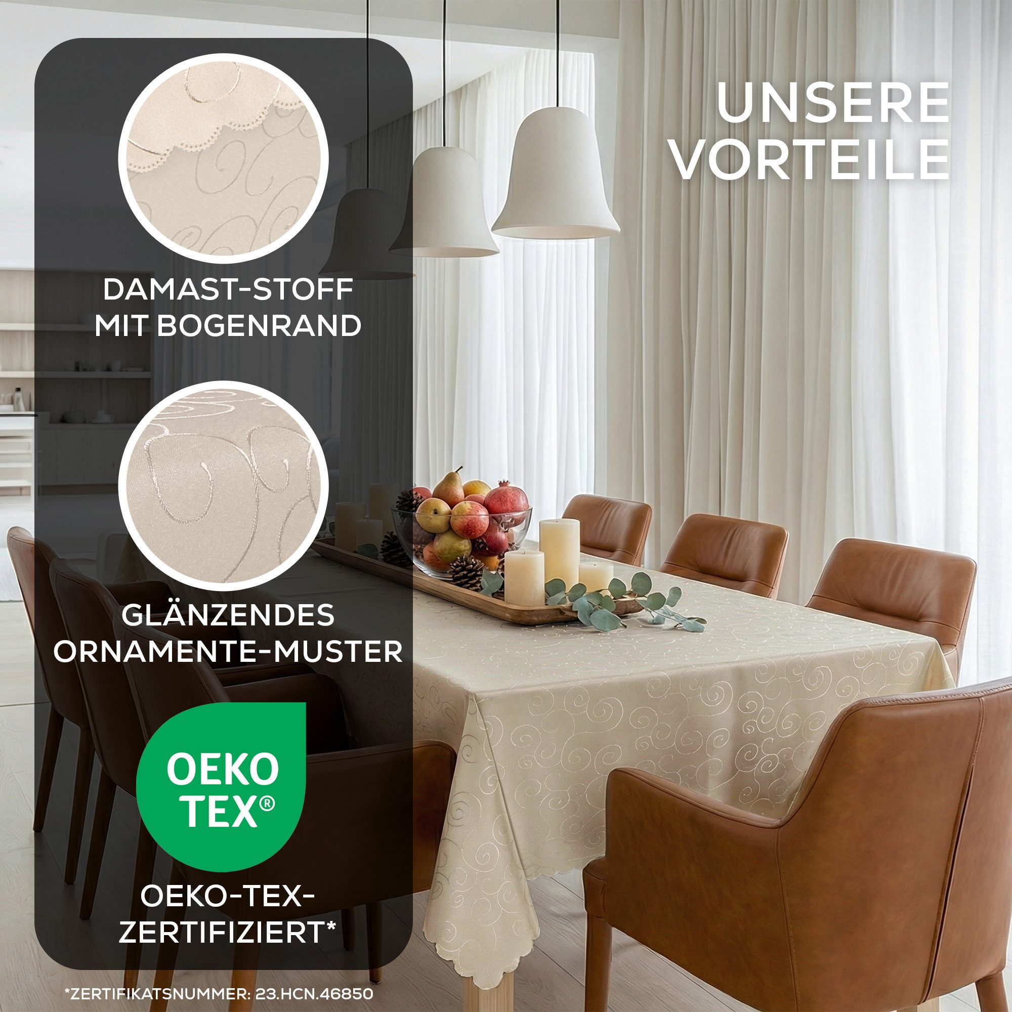 Beautex Tischdecke Tischdecke Ornamente, bügelfrei, fleckabweisend, pflegeleicht (1-tlg)