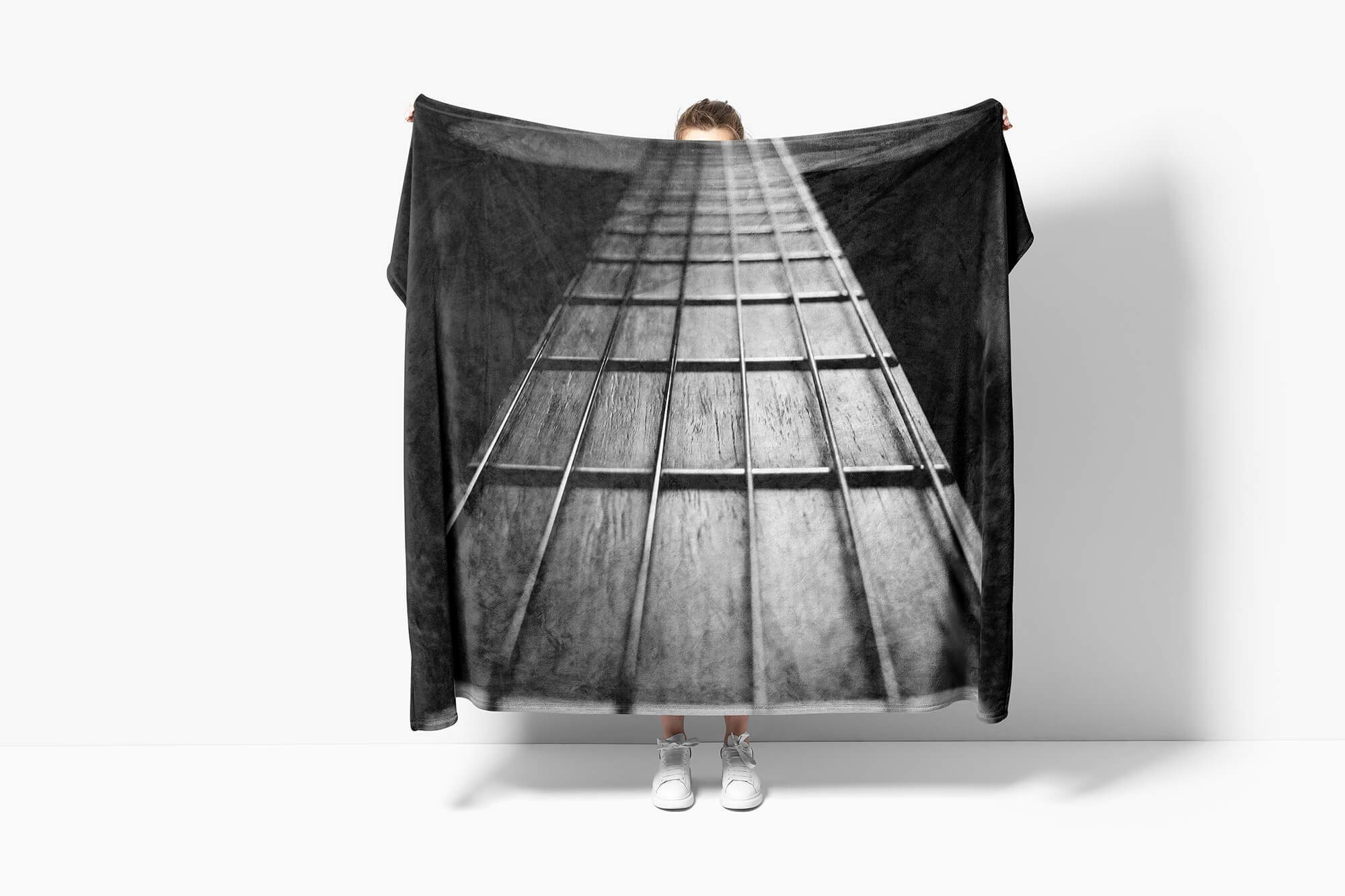 Gitarrensa, Baumwolle-Polyester-Mix (1-St), Handtuch mit Saunatuch Strandhandtuch Gitarre Sinus Kuscheldecke Handtuch Handtücher Fotomotiv Art
