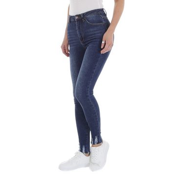 Ital-Design Skinny-fit-Jeans Damen Freizeit Used-Look Stretch High Waist Jeans in Blau