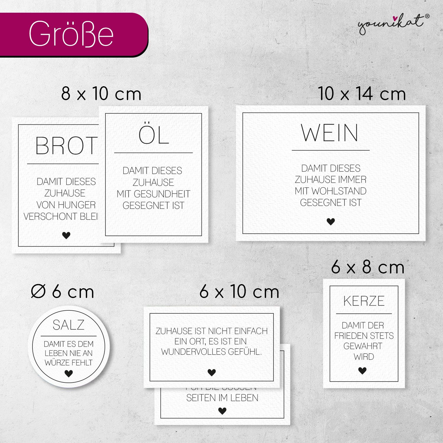 younikat Aufkleber younikat Aufkleber zum Einzug I 7 Stück I Brot Salz Geschenk I dv1536