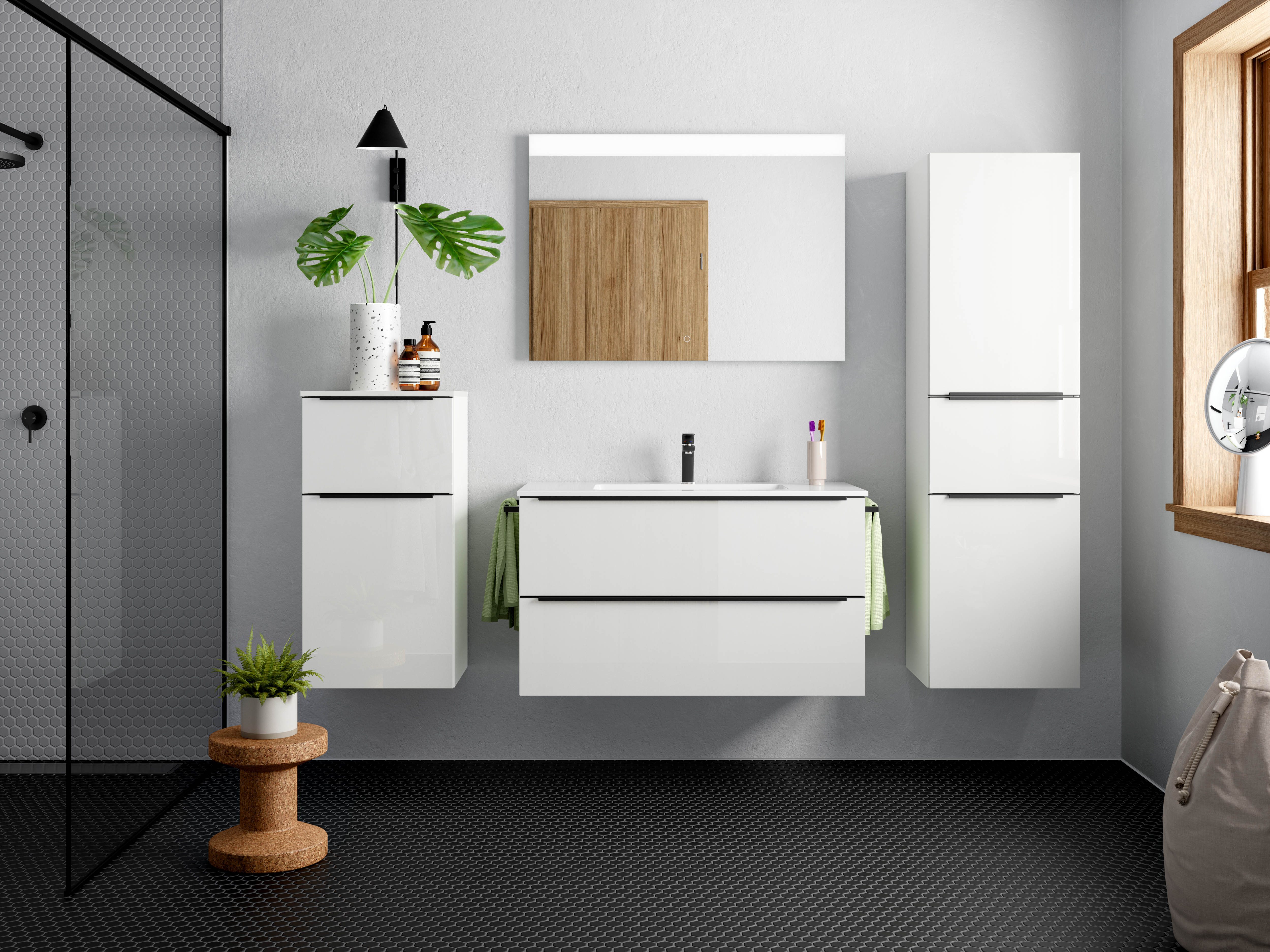 nobilia® Badmöbel-Set Levere, (4-St., vormontiert, mit günstig online kaufen