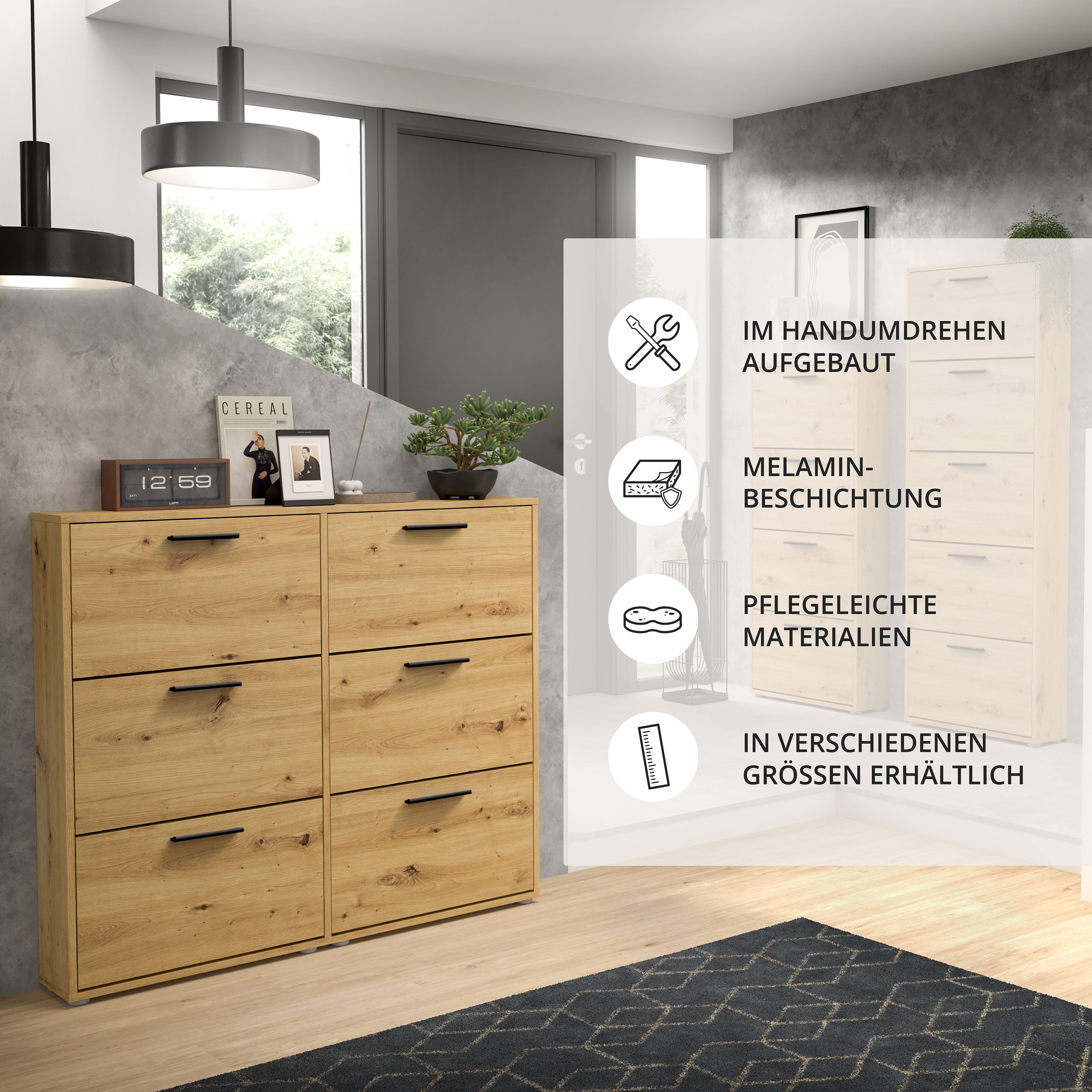 HBZ Schuhkipper Sam Schuhkipper, Schuhschrank BxHxT 116x103x17 cm (1 St), mit 6 Klappen