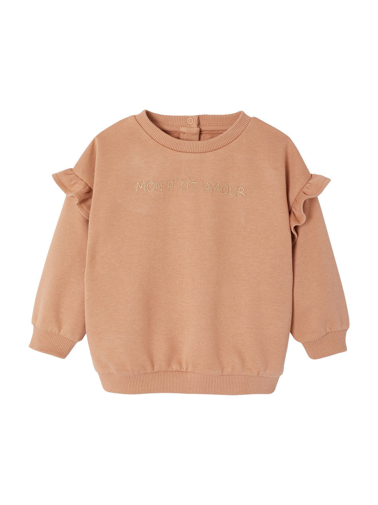 vertbaudet Sweatshirt Baby Sweatshirt mit Rüschen, Recycling-Polyester