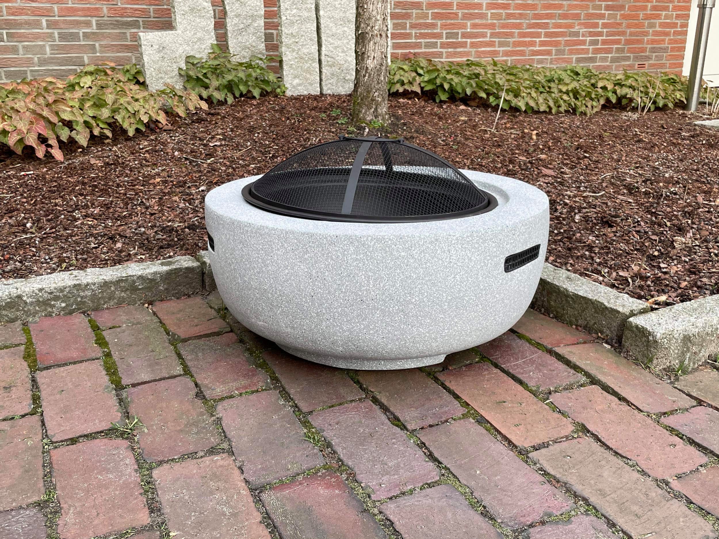 IC Gardenworld 2-in-1 Fire Bowl with Grill Function, Modern Fire Pit, incl. Grill Grate, Spark Screen, Can Be Used as a Grill or Fire Basket