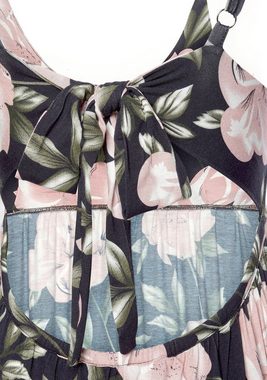 s.Oliver Maxikleid mit tiefem Rückenausschnitt, Sommerkleid im Alloverprint, Strandkleid