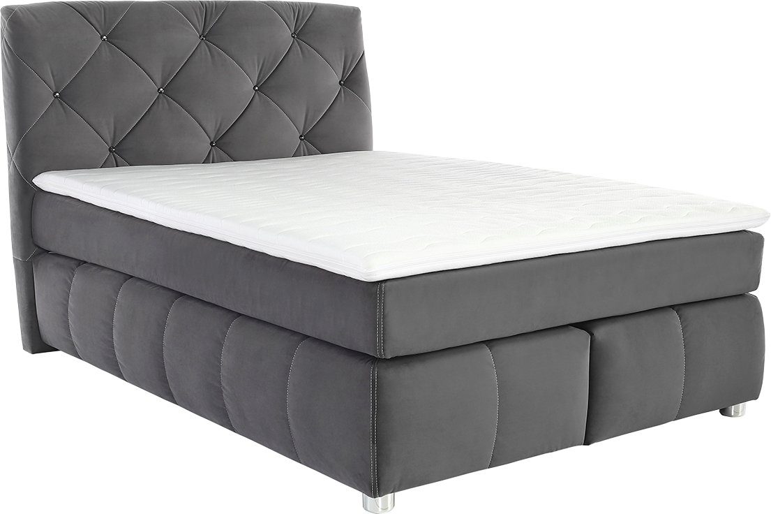 Jockenhöfer Gruppe Boxspringbett BELLA inkl. 7-Zonen-TTFK-Matratze H3, Kaltschaum-Topper, Kopfteil mit Rauchglas-Steinen, 140/180 cm x200 cm – Bild 2 von 5