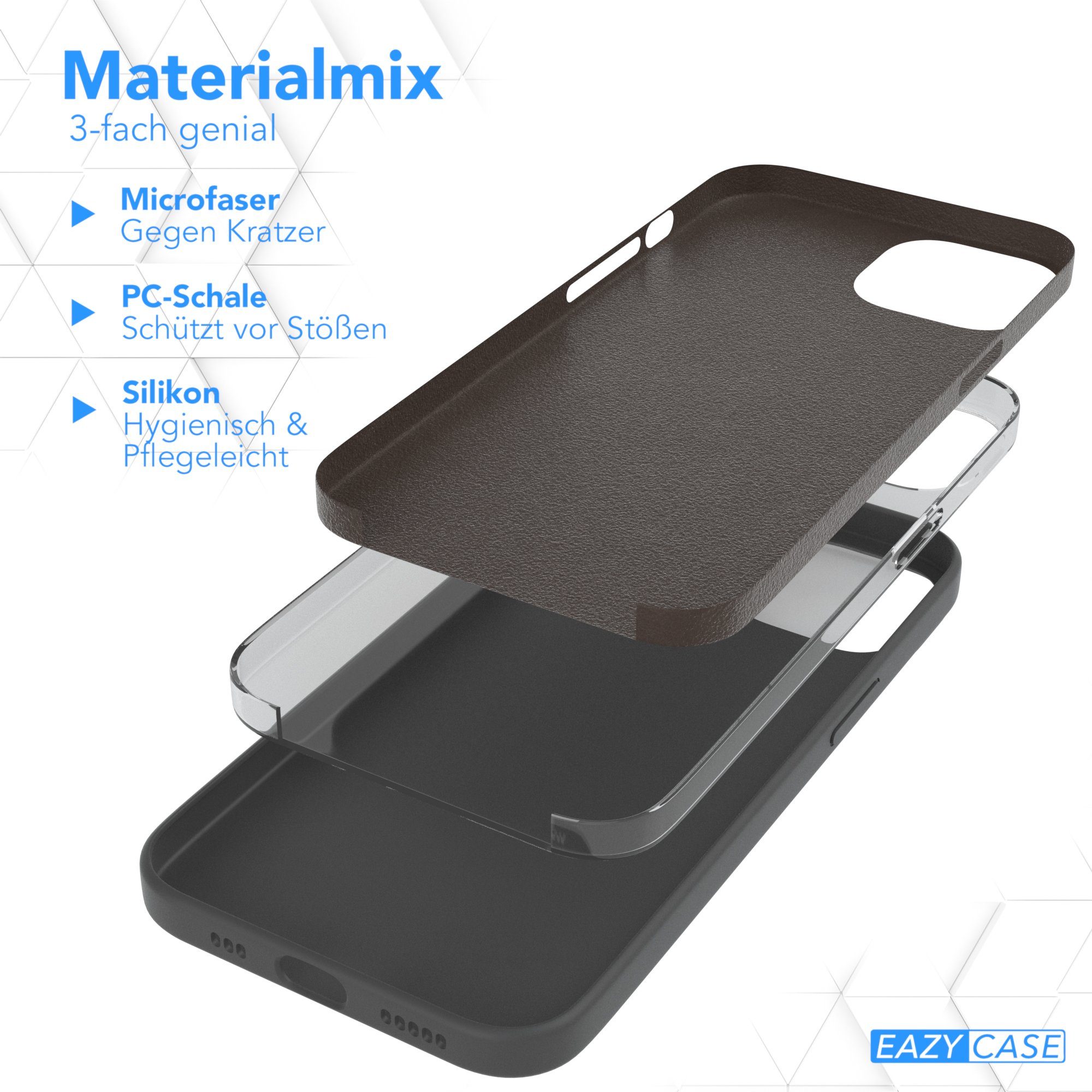EAZY CASE Handyhülle Premium Silikon Case für Apple iPhone 13 6,1 Zoll, Schutzhülle mit Kameraschutz Back Cover Hülle Slimcover Anthrazit Grau – Bild 5 von 5