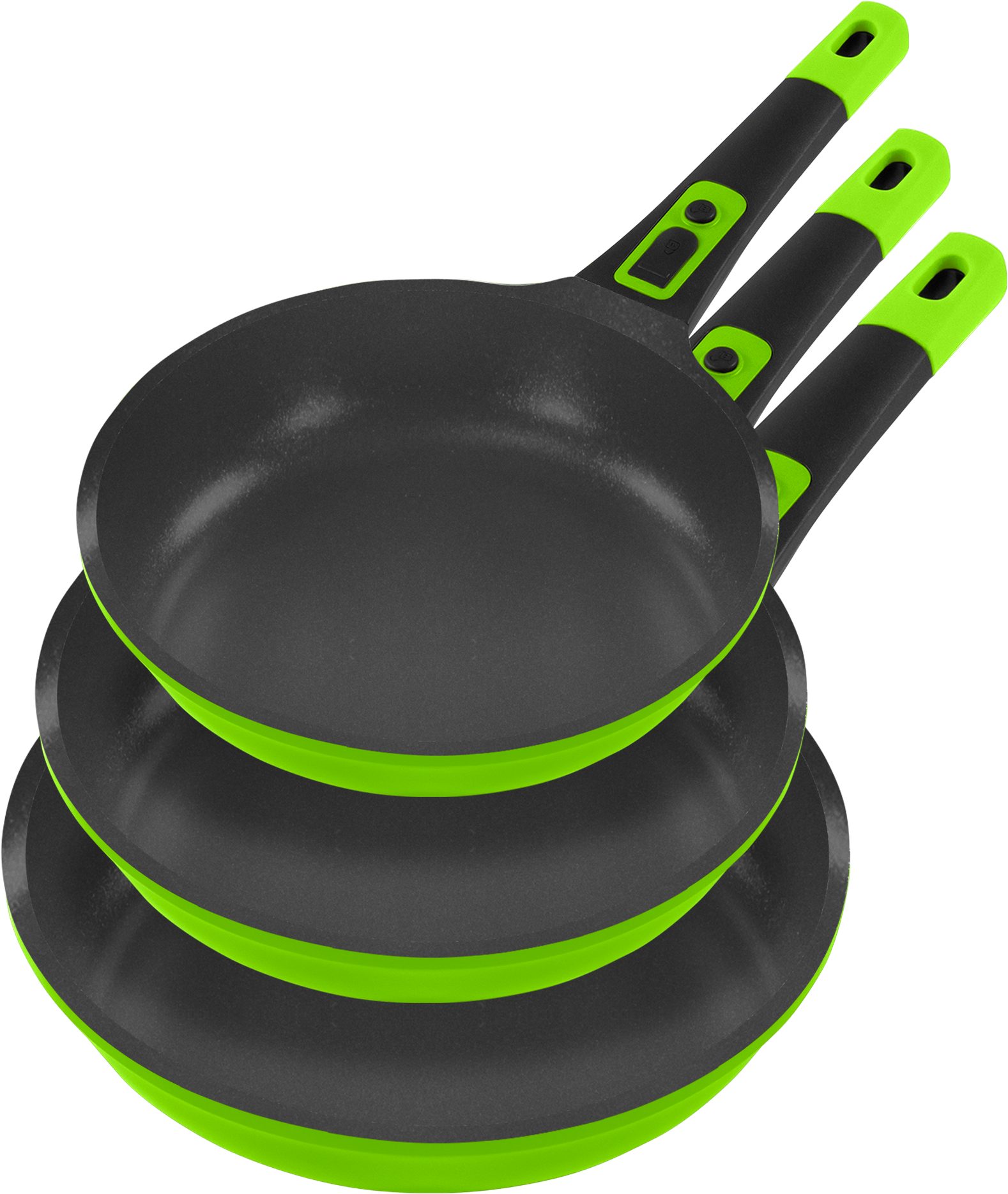 KING Pfannen-Set »Click-Grip Xylan Plus Silver Diamond«, Aluminiumguss (Set, 3-tlg., 3 Pfannen - Ø 20 cm, Ø 24 cm & Ø 28 cm), Induktion, abnehmbarer Griff, XYLAN plus Silver Diamond-Beschichtung