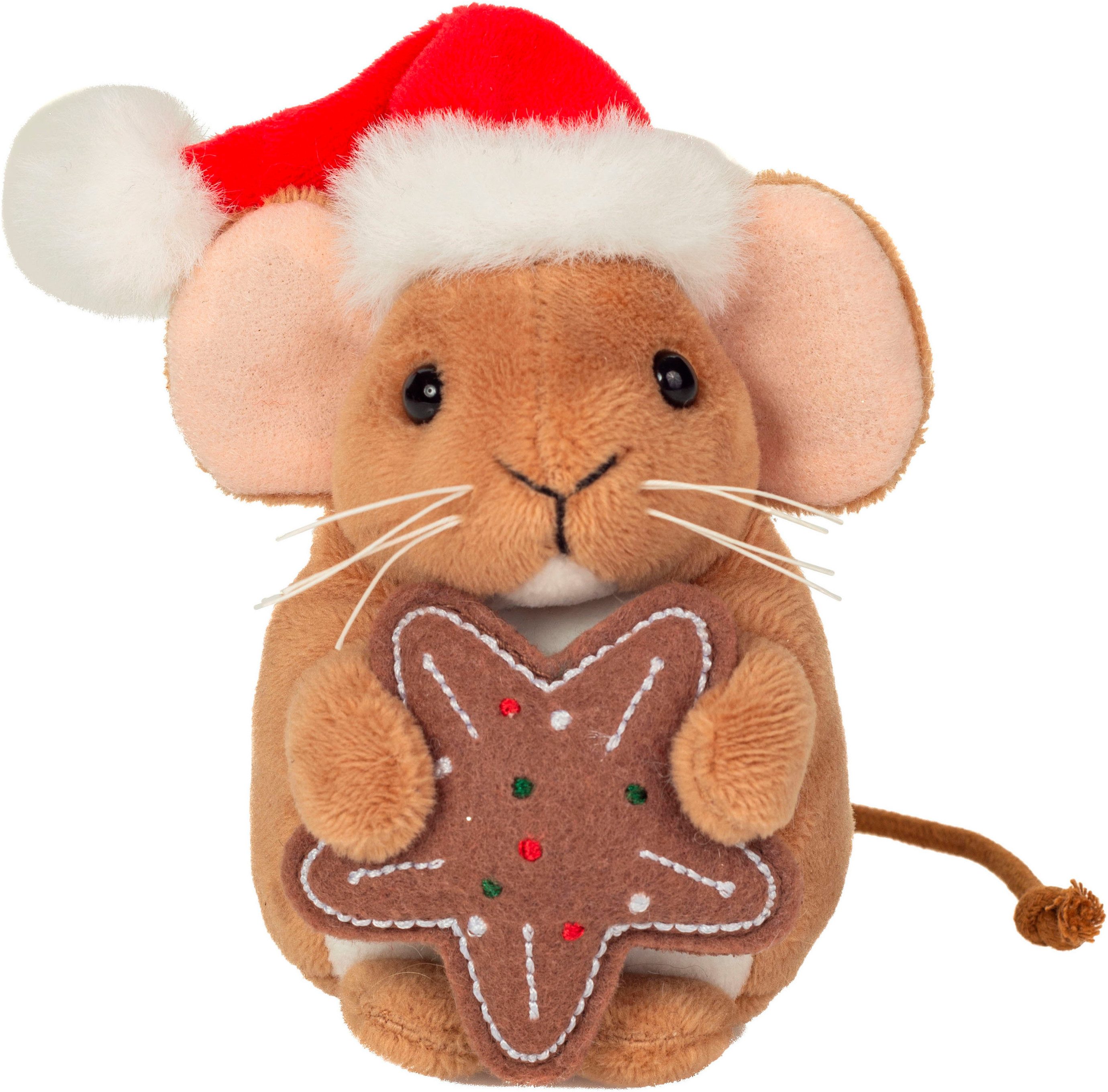 Teddy Hermann® Kuscheltier Weihnachtsmaus mit Keks, 11 cm