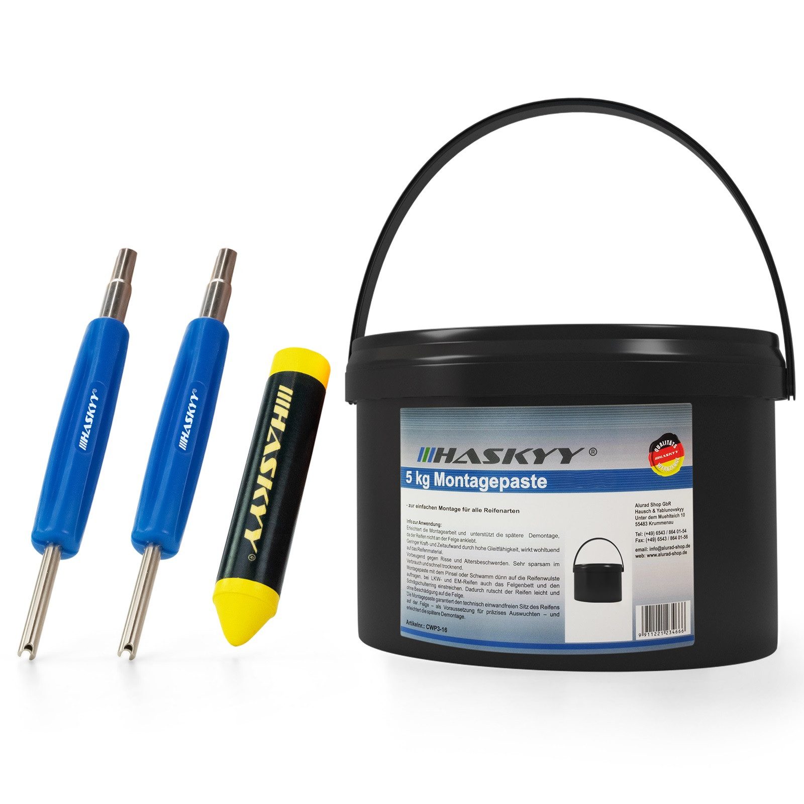 HASKYY Montagepaste 5kg Reifenmontagepaste Schwarz mit Fettkreide 2x ...