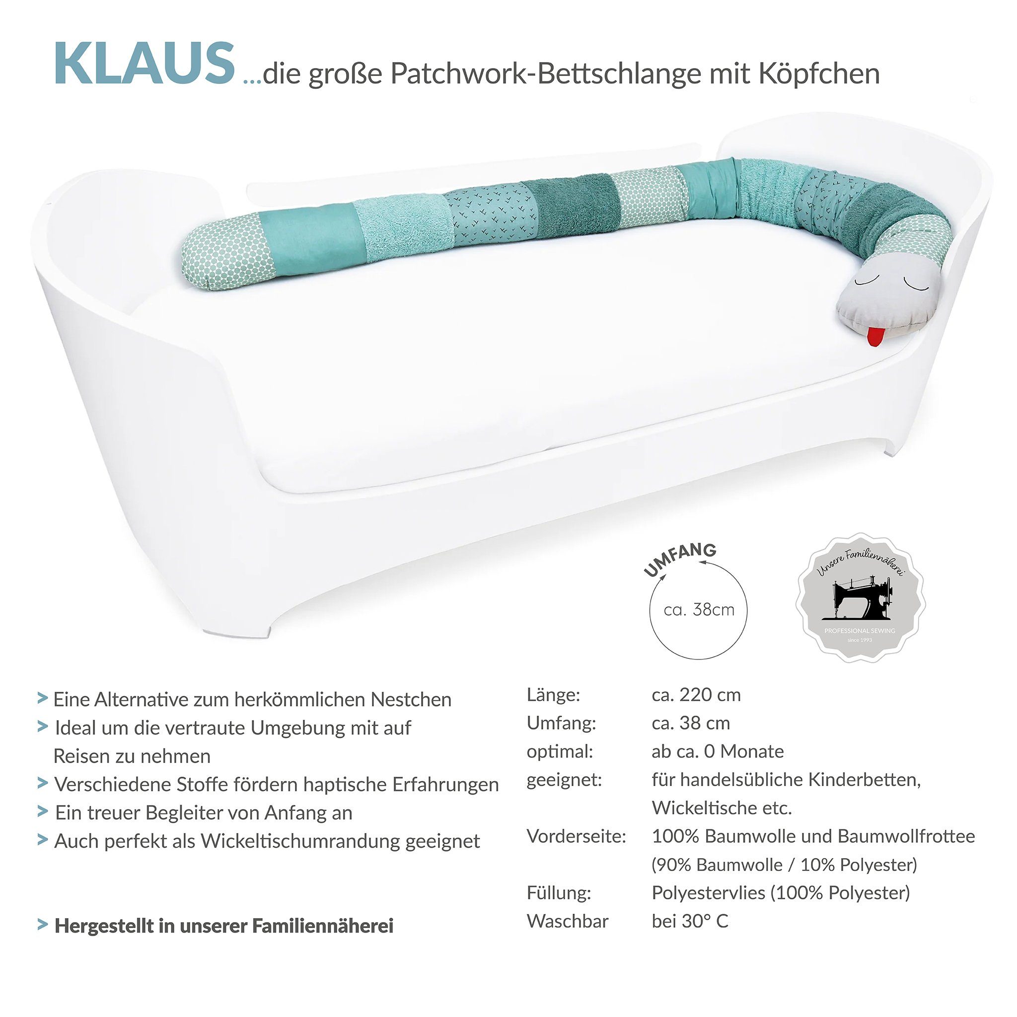 Liebes von priebes Bettnestchen KLAUS PATCH Bettschlange, Bettumrandung, gr günstig online kaufen