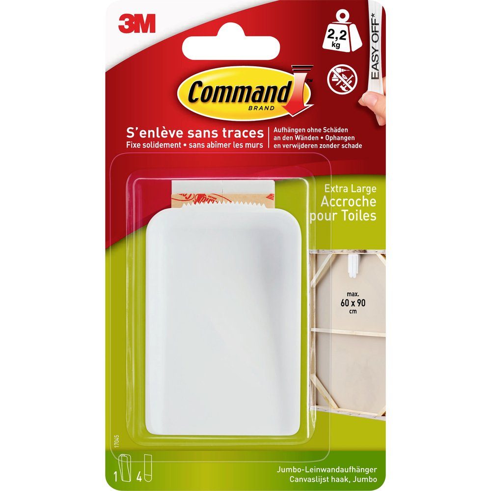 Klebehaken 3M Command™ Leinwandaufhänger XL (L x B x H) 85 x 56 x 18 mm Weiß Inh