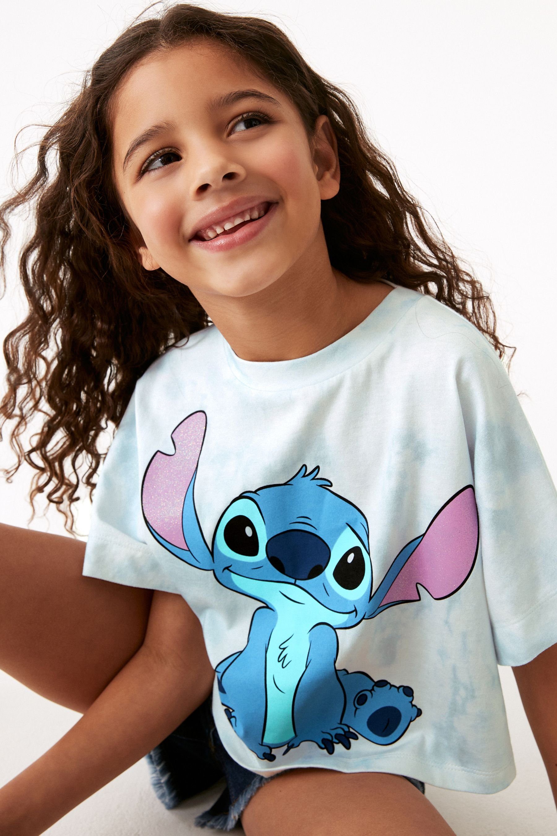 Next T-Shirt License Blue Tie Dye Glitter (1-tlg) Stitch T-Shirt