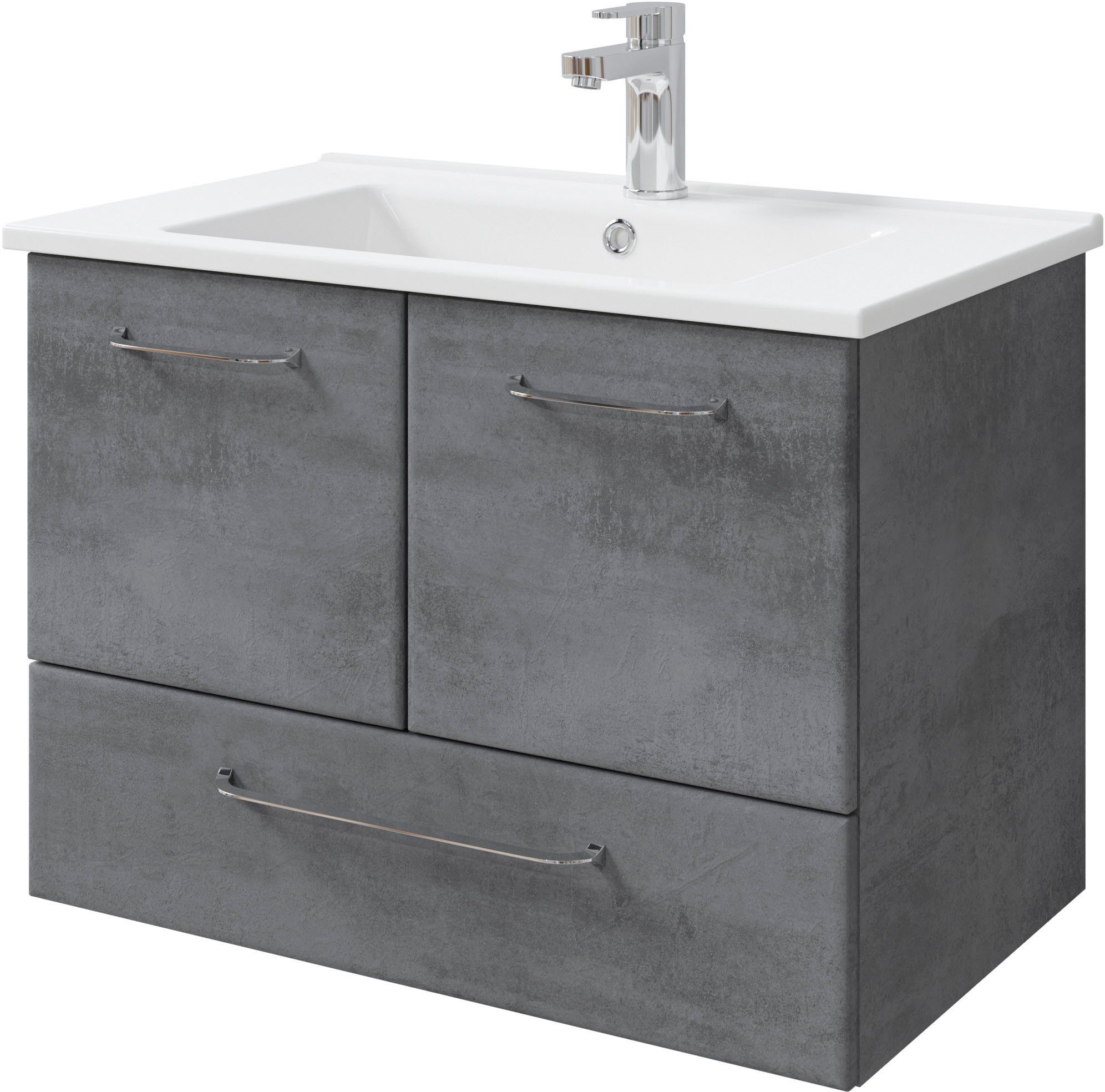 Badmöbel-Set Quickset 945 Keramik-Waschtisch mit Unterschrank, 75 cm breit