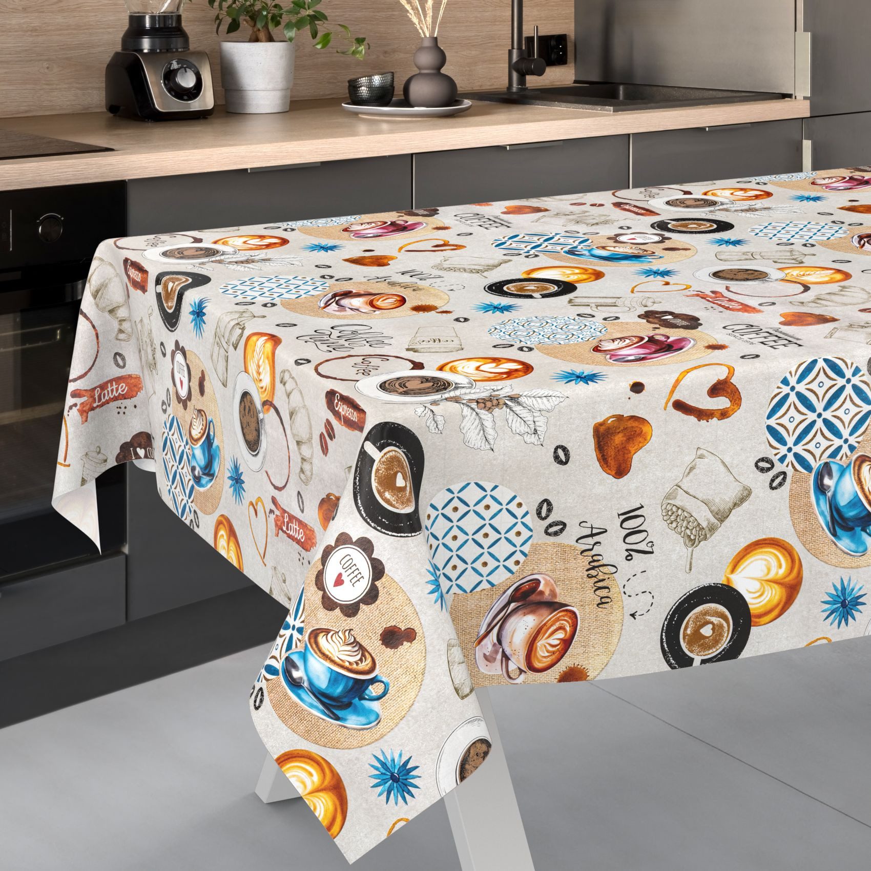 ANRO Tischdecke Wachstuch abwaschbar Coffee Time günstig online kaufen