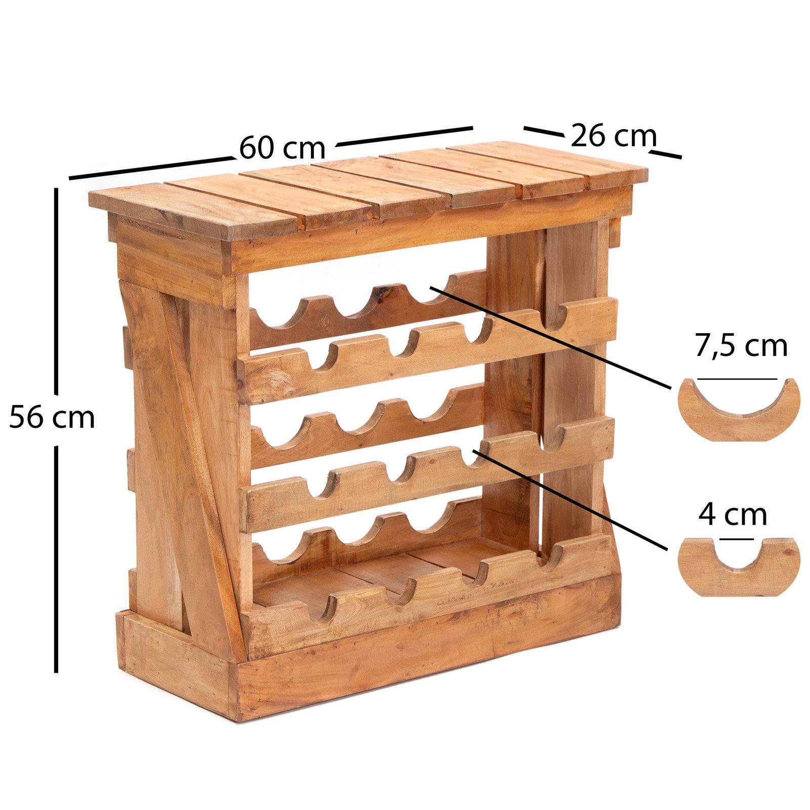 DESIGN DELIGHTS Weinregal NATUR WEINREGAL "SEVILLA", 56cm, Massivholz, Holz Weinschrank