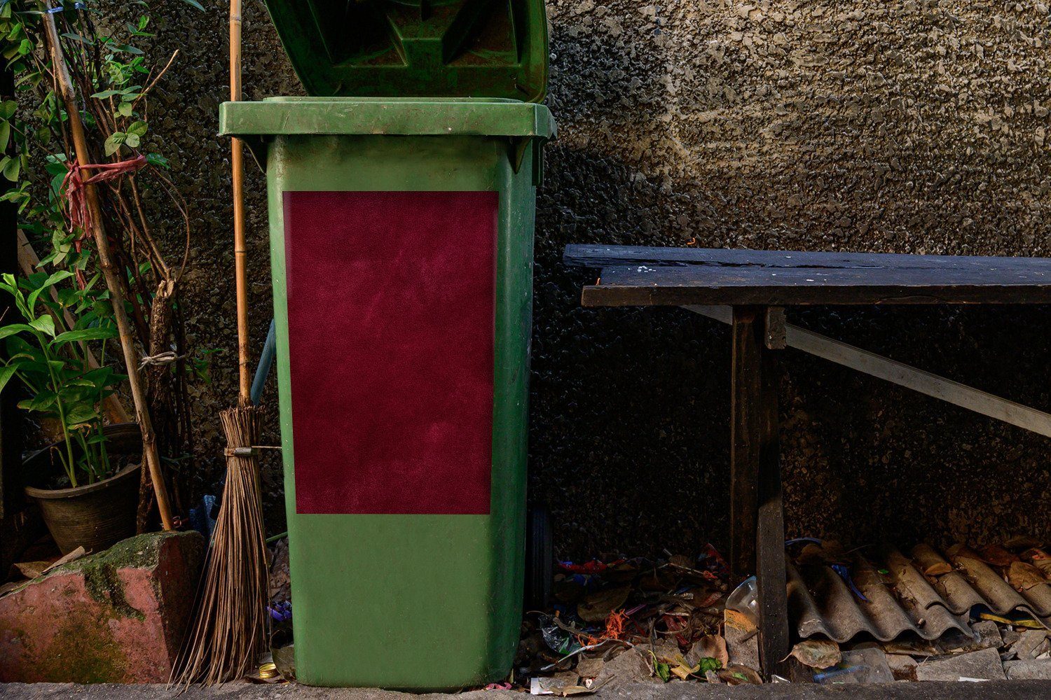 Container, Bordeaux Mülleimer-aufkleber, - Abfalbehälter Abstrakt MuchoWow St), Wandsticker - Mülltonne, (1 Rot Sticker,