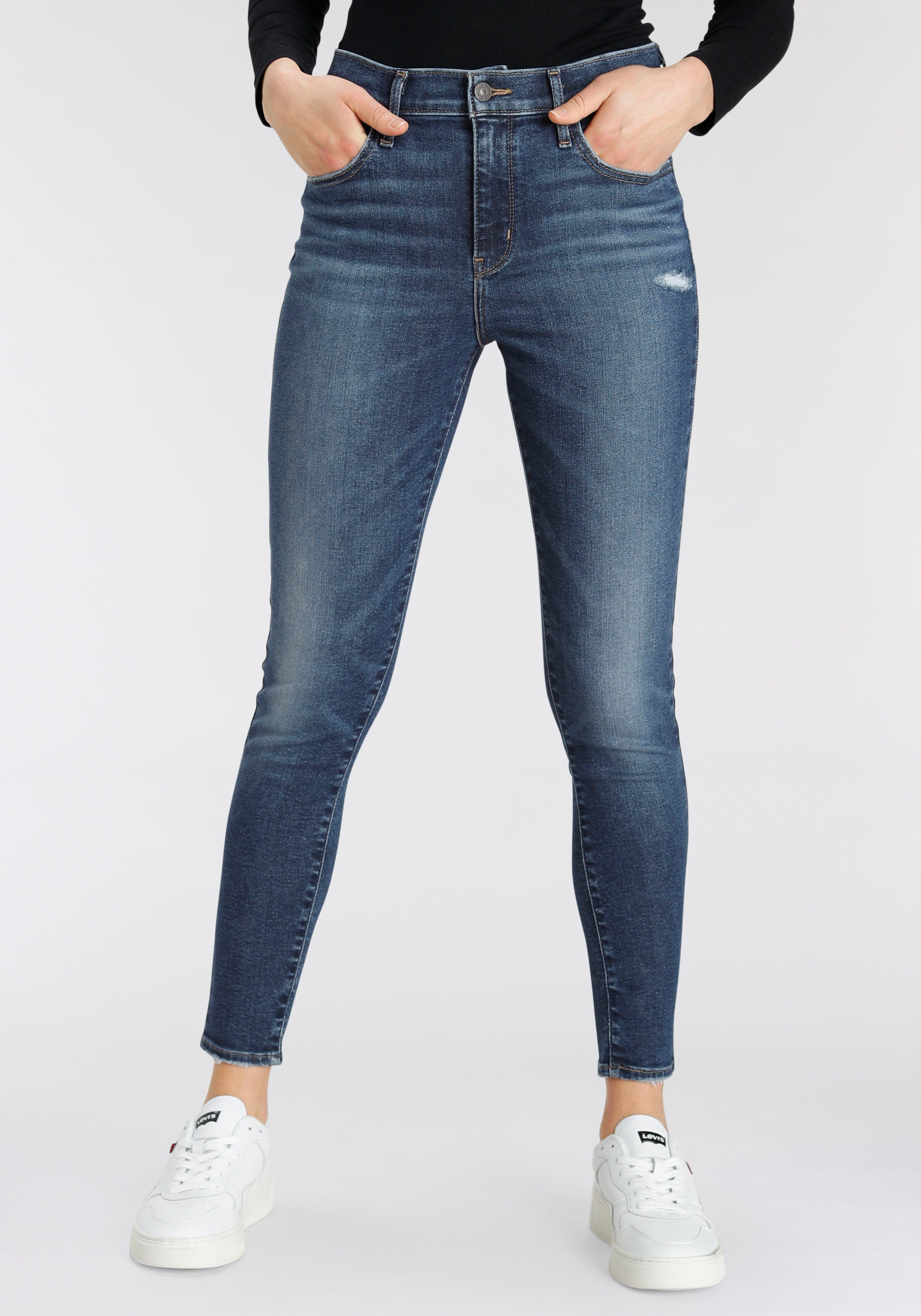 Rise High dark Levi's® Skinny-fit-Jeans 720 indigo destructed