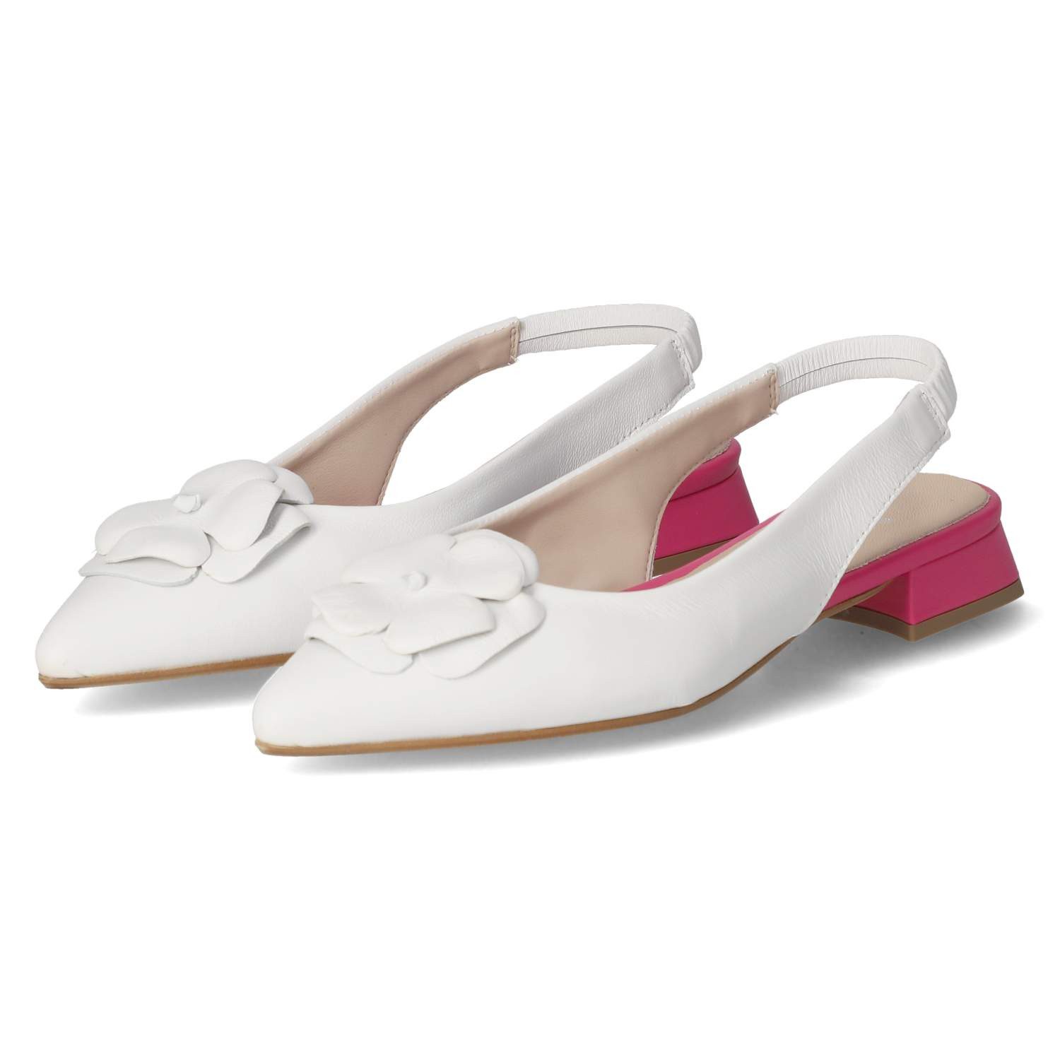 Kaerlek Kaerlek K118 Bianca/Fuxia Damen Glattleder weiss Slingpumps