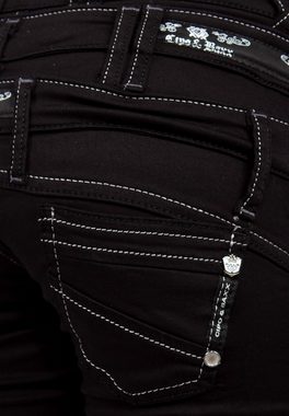Cipo & Baxx Regular-fit-Jeans Low Waist Hose BA-CBW0313 mit Kontrastnaht und 3x Bund-Optik