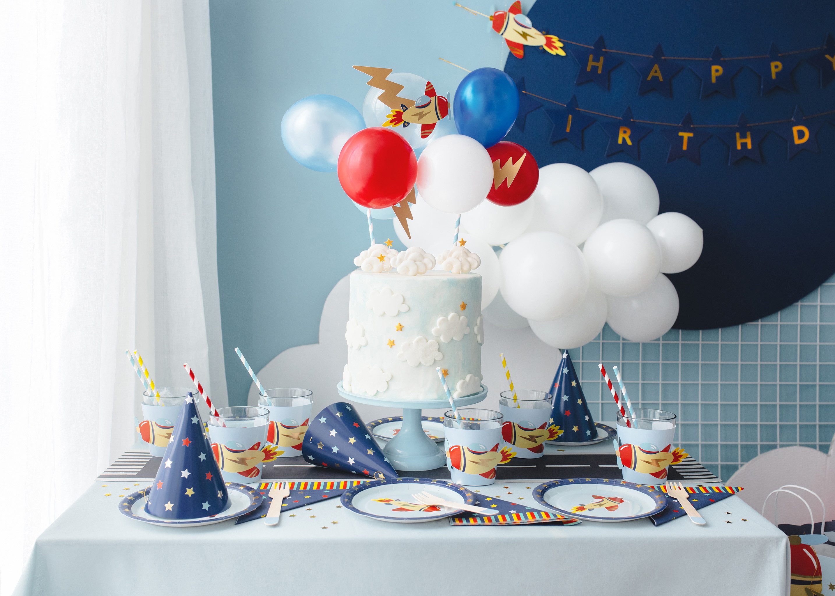 partydeco Papierserviette, Servietten Papier 33x33cm 3-lagig Sterne Motiv 12 Stück Dunkelblau