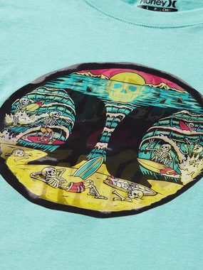 Hurley Print-Shirt Hrlb Skull Beach Lenticular Türkis Hologrammmotiv