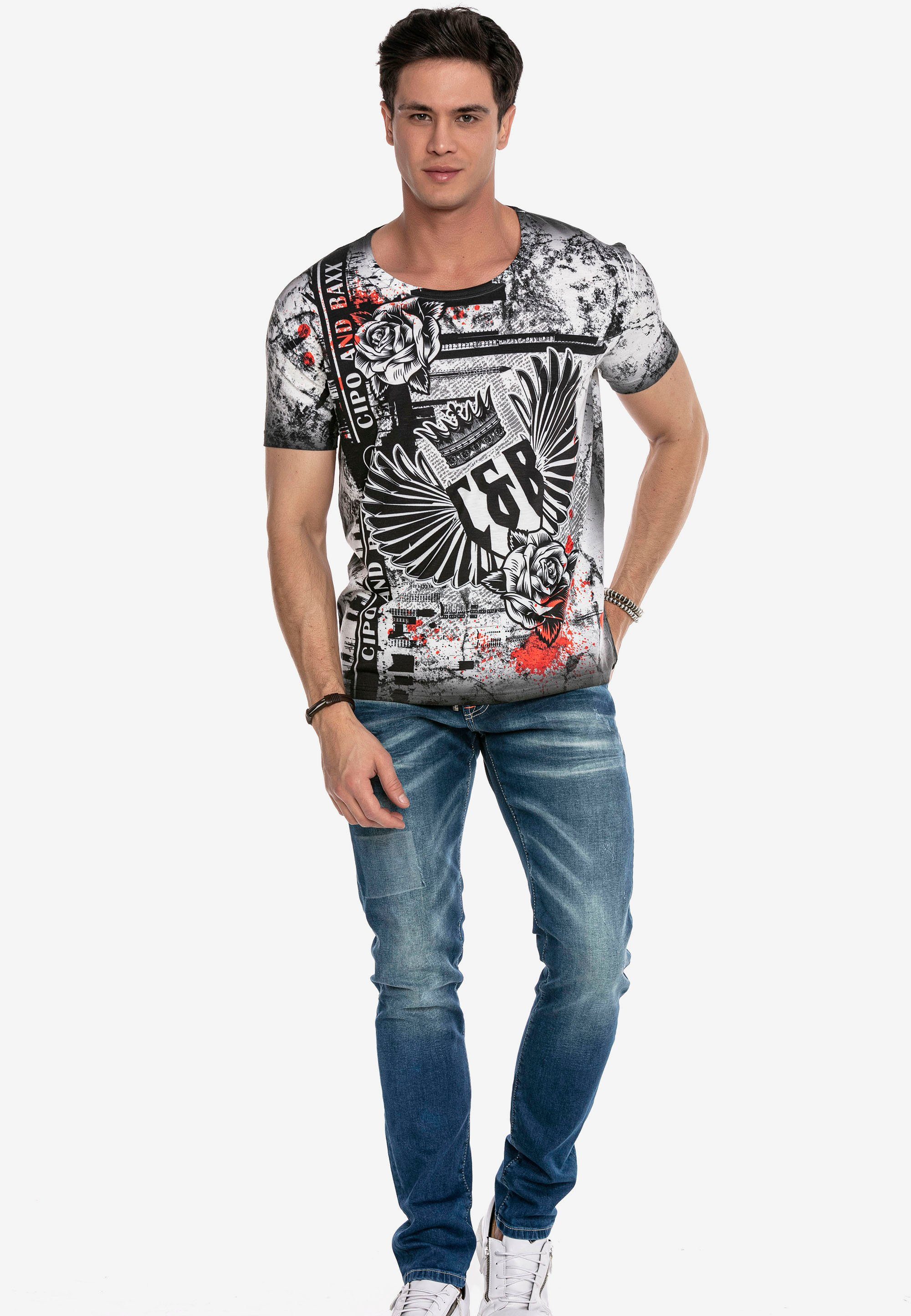 T-Shirt CT628 mit coolem Baxx Cipo Allover-Print &