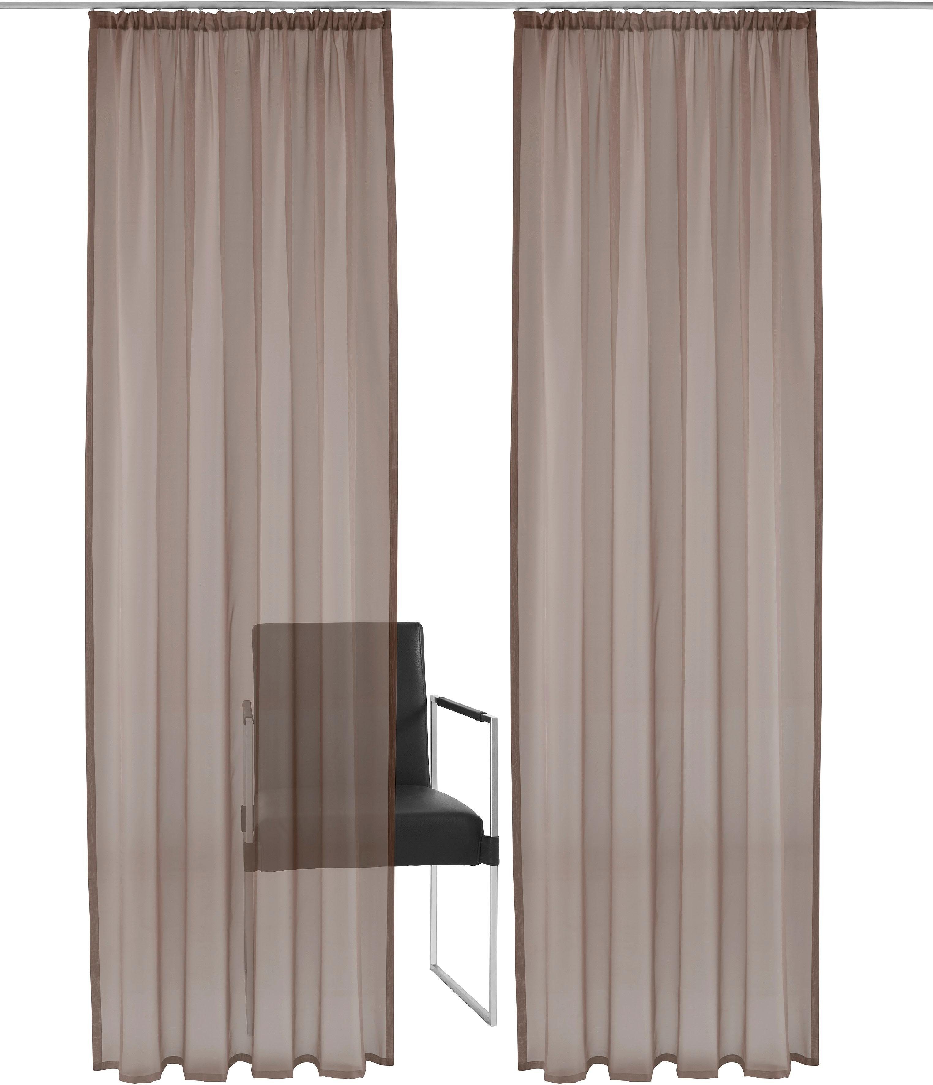 Gardine XANA, my home, Kräuselband (1 Voile, transparent, einfarbig, Polyester, Schal, pflegeleicht St), 1 taupe