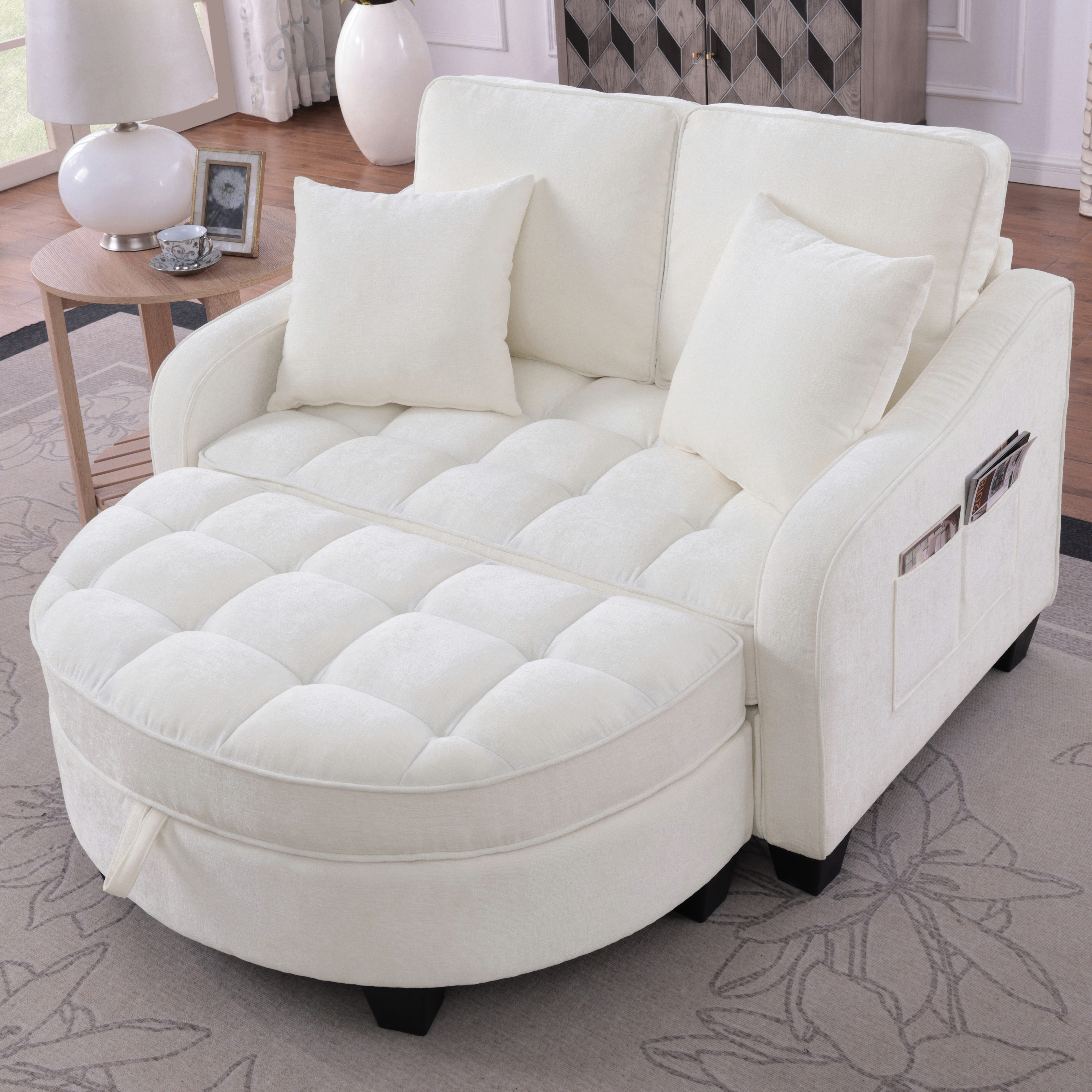 Celya Sofa Multifunktionales Sofa, 2-in-1 Sofa-Bett, mit Aufbewahrungs-Hocker, atmungsaktiver hautfreundlicher Stoff, für kleine Wohnzimmer, Studienzimmer, Schlafzimmer