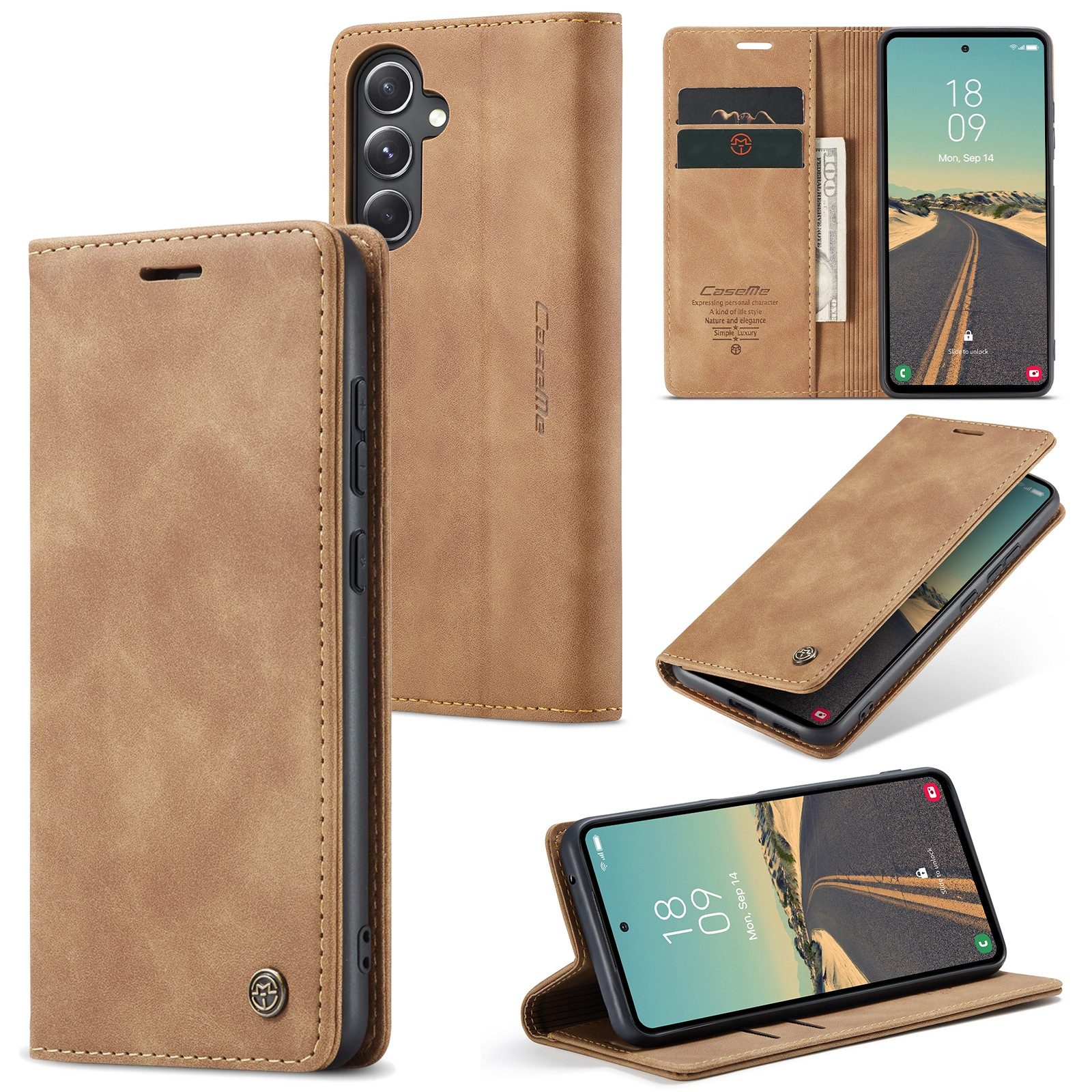 SmartUP Smartphone-Hülle für Samsung Galaxy S24 FE 5G Klapphülle Fliphülle Tasche Case Cover 6,7 Zoll, Integrierte Standfunktion, zwei Kartenfächer