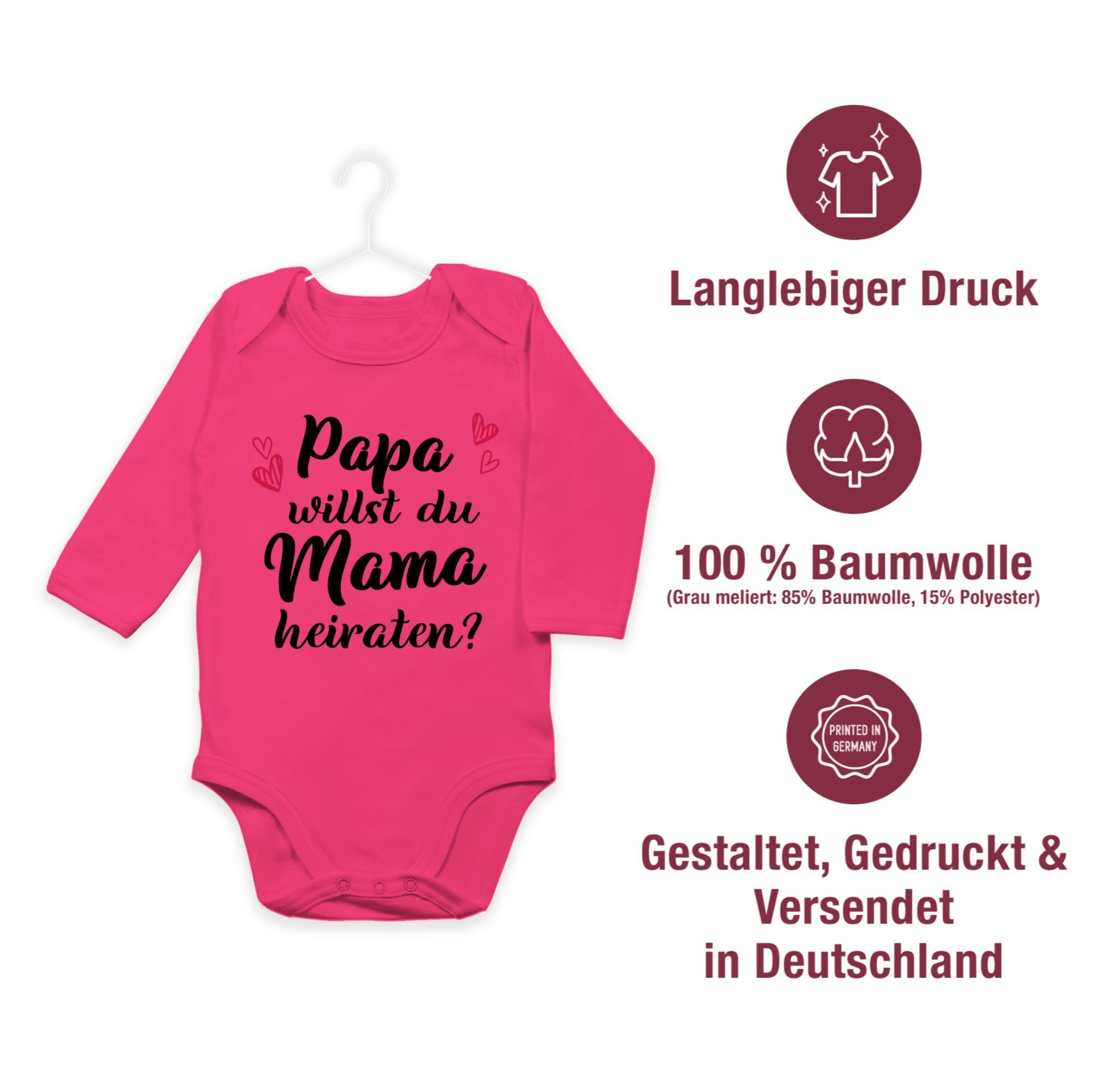 Baby willst Heiratsantrag Neugeborenen Shirtracer Hochzeit 2 Papa Fuchsia - Mama Du Shirtbody heiraten Willst - me du