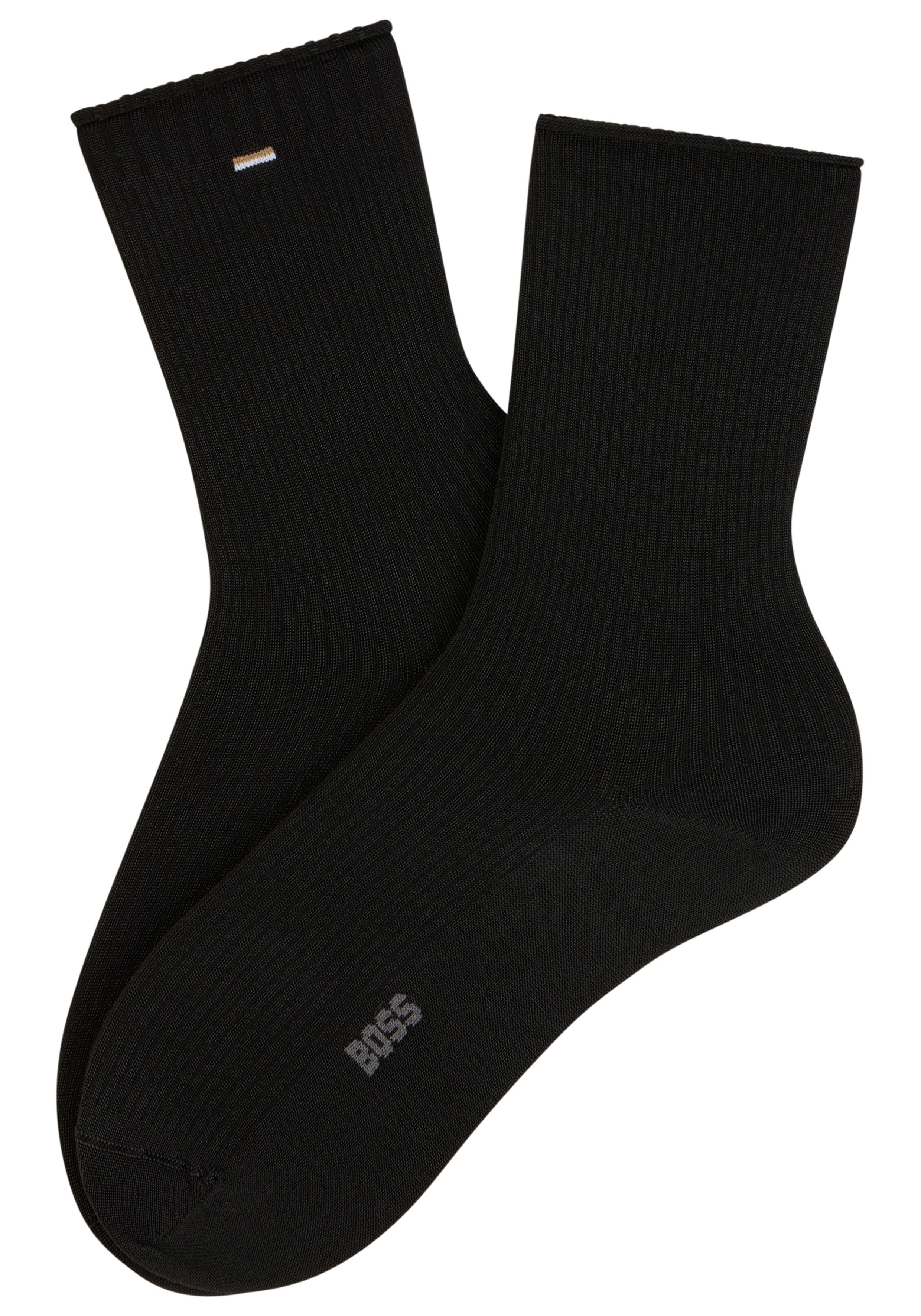 BOSS Feinsocken (Packung, 2-Paar) fein gerippt, verstärkte Fersen- und Zehenpartie
