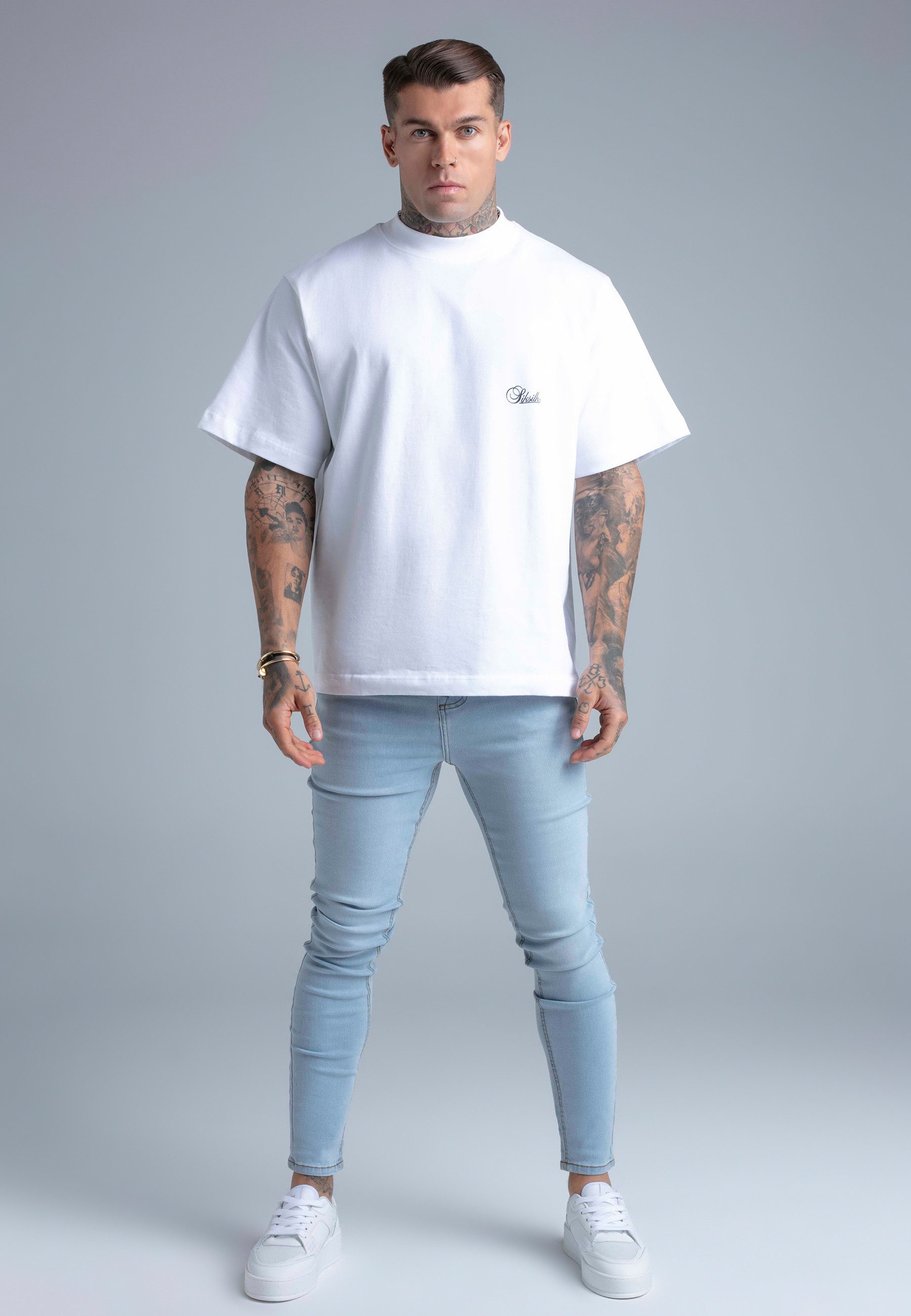 Siksilk Regular-fit-Jeans SikSilk Herren Hellblaue Skinny Jeans