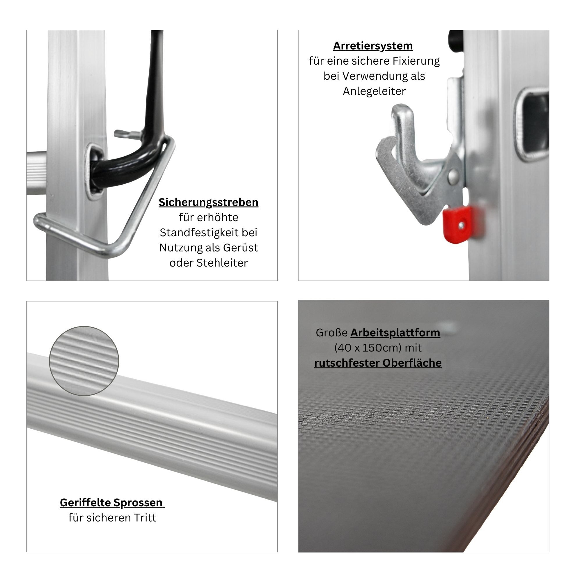 PROREGAL® MULTISTEP 3-in-1 Aluminum Ladder/Step Ladder, 2x6 Rungs, Load Capacity 150kg